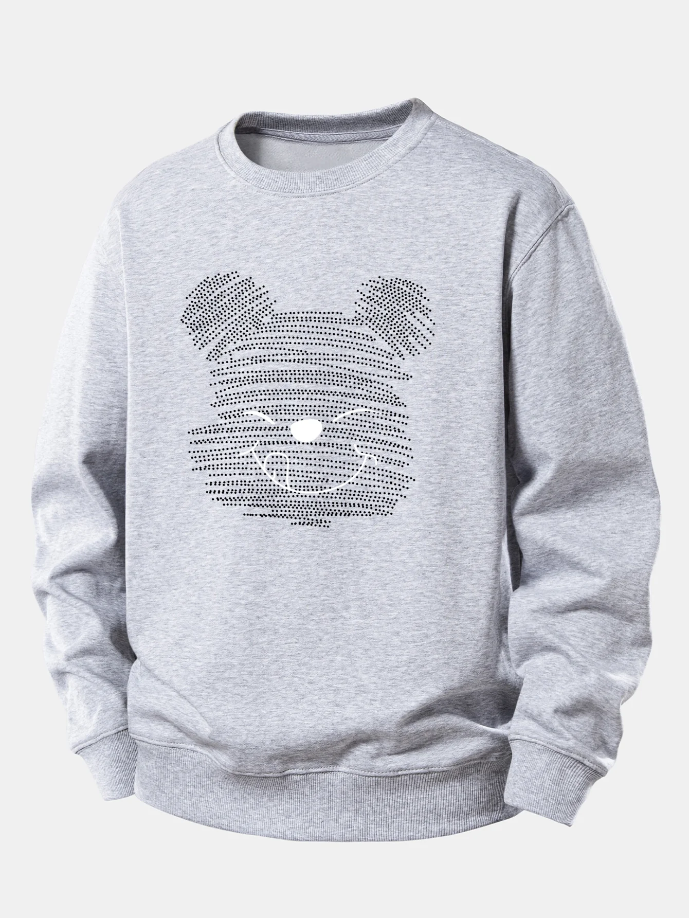 Polka Dot Bear Print Relax Fit Sweatshirt - Image 6