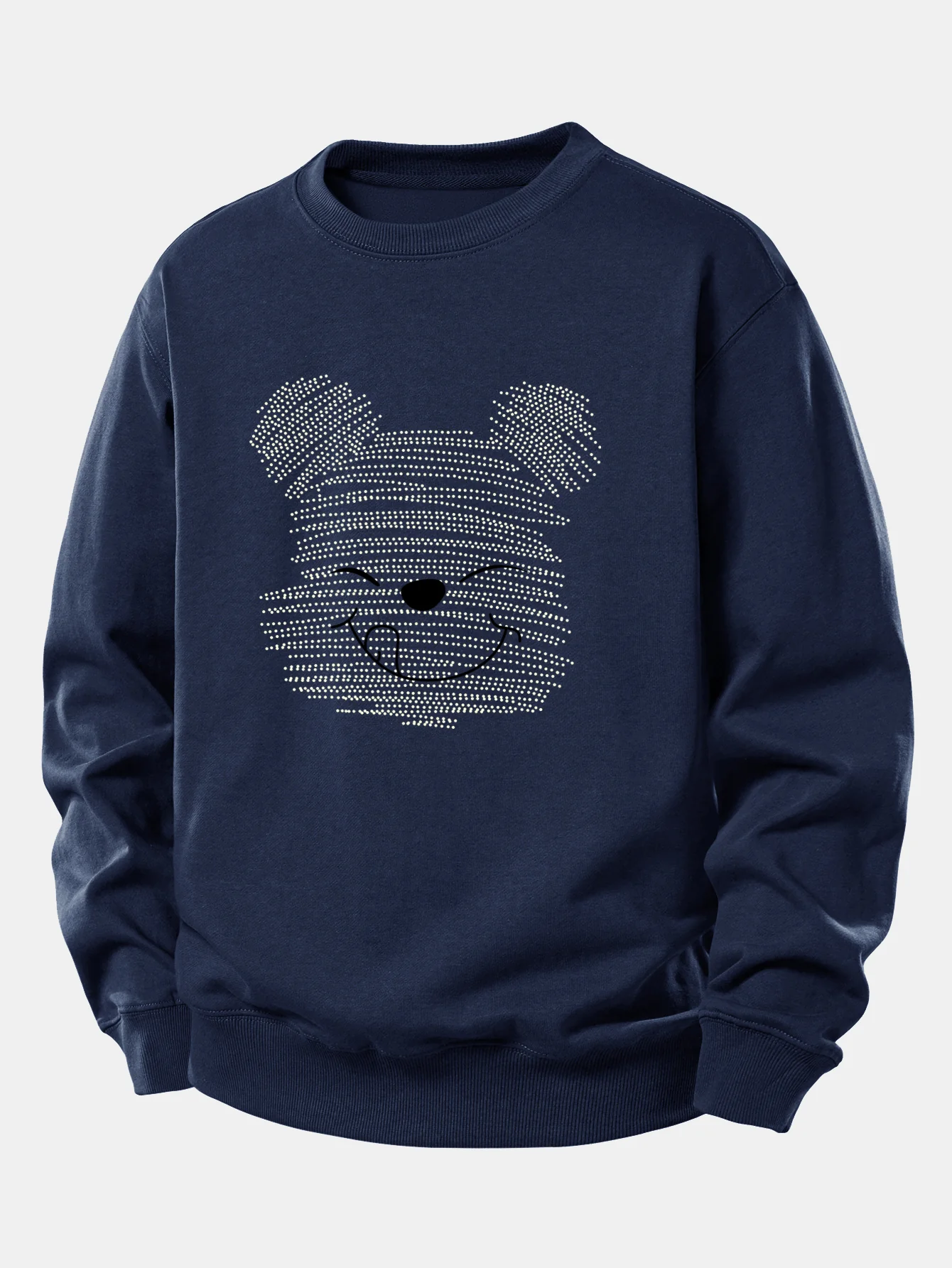 Polka Dot Bear Print Relax Fit Sweatshirt - Image 7