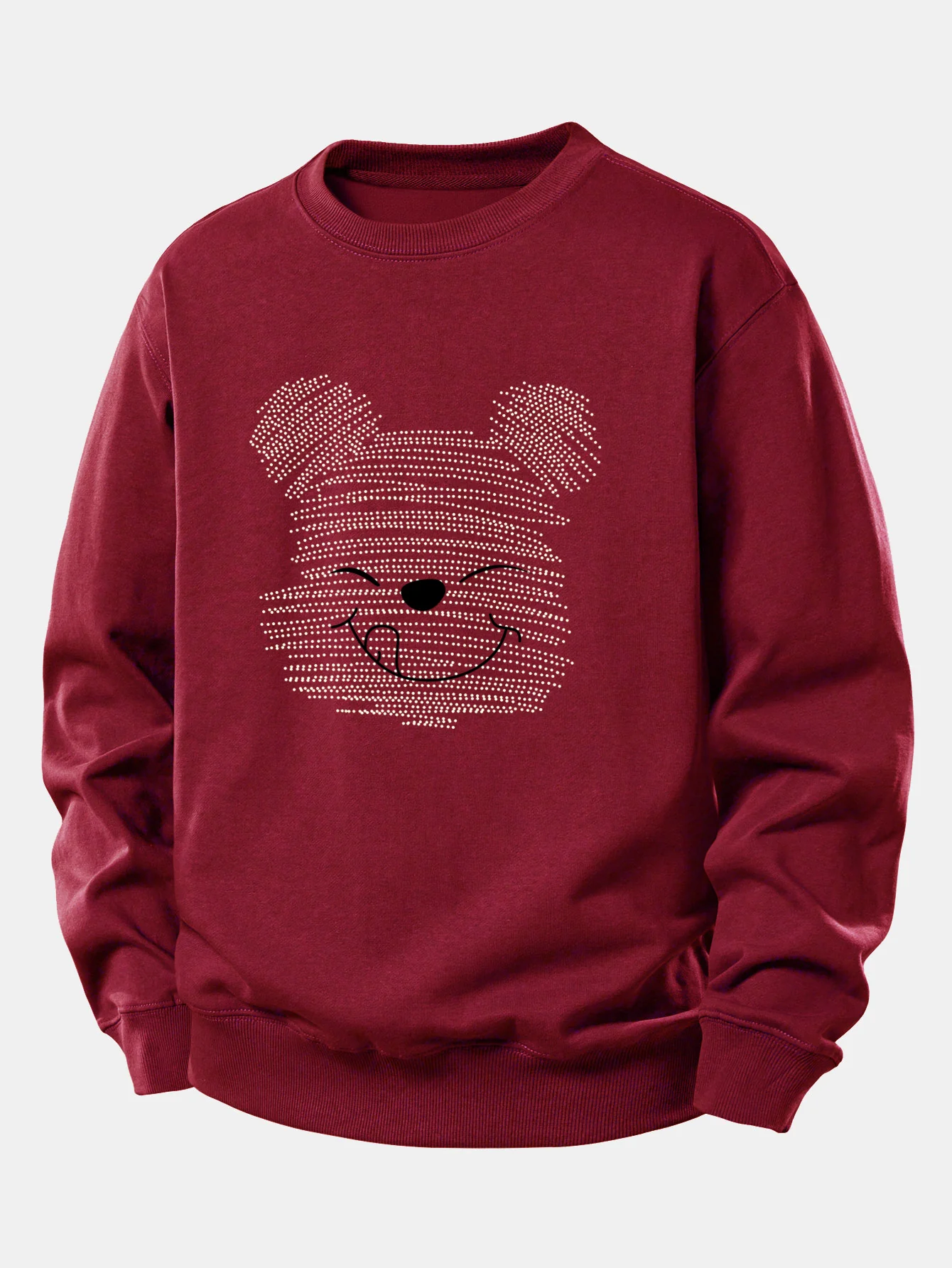 Polka Dot Bear Print Relax Fit Sweatshirt - Image 8