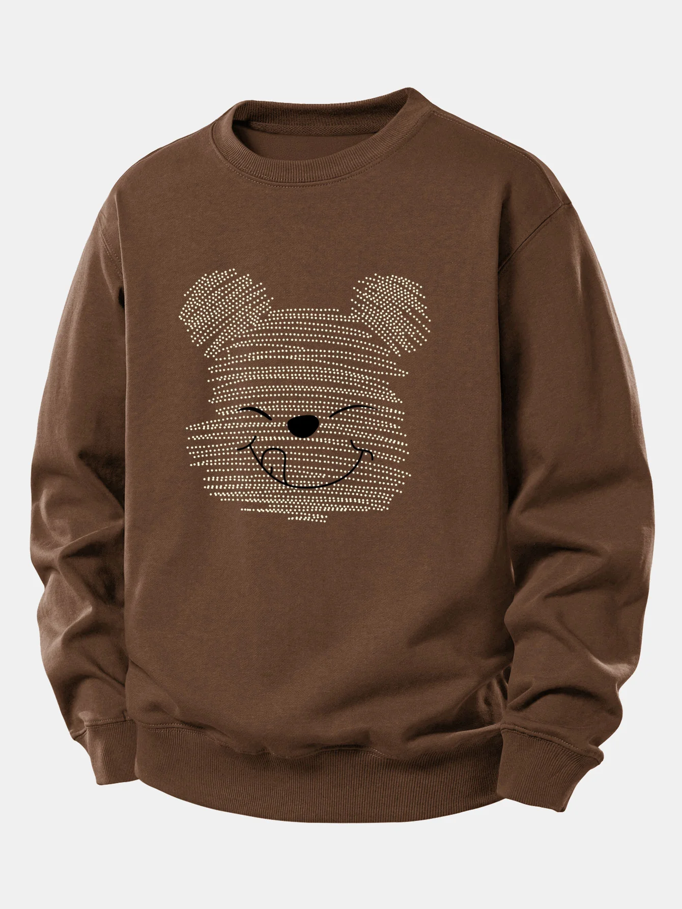 Polka Dot Bear Print Relax Fit Sweatshirt - Image 9