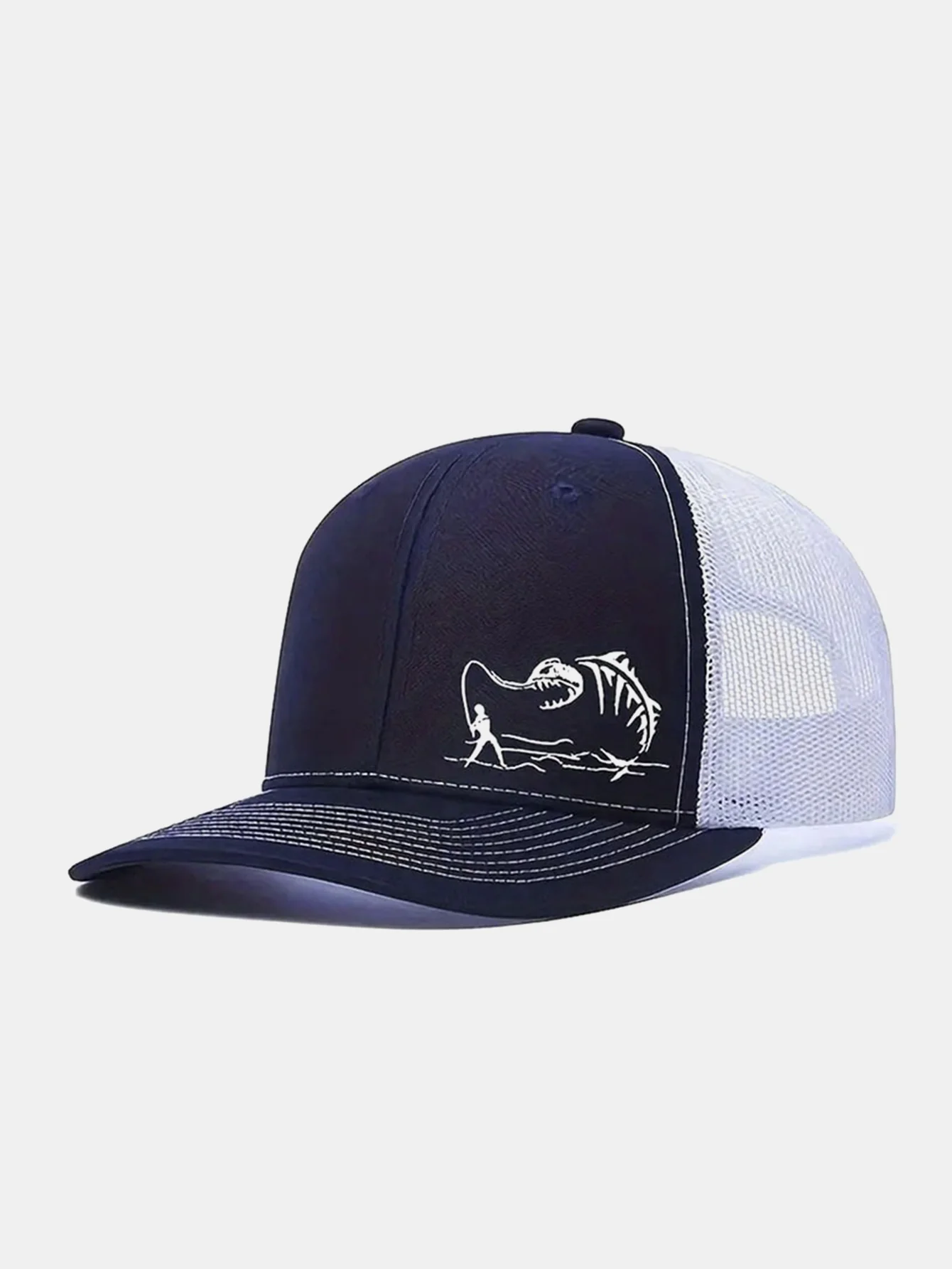 Printed Fishing Mesh Baseball Cap Suitable For Outdoor Vacations Camping - Image 3