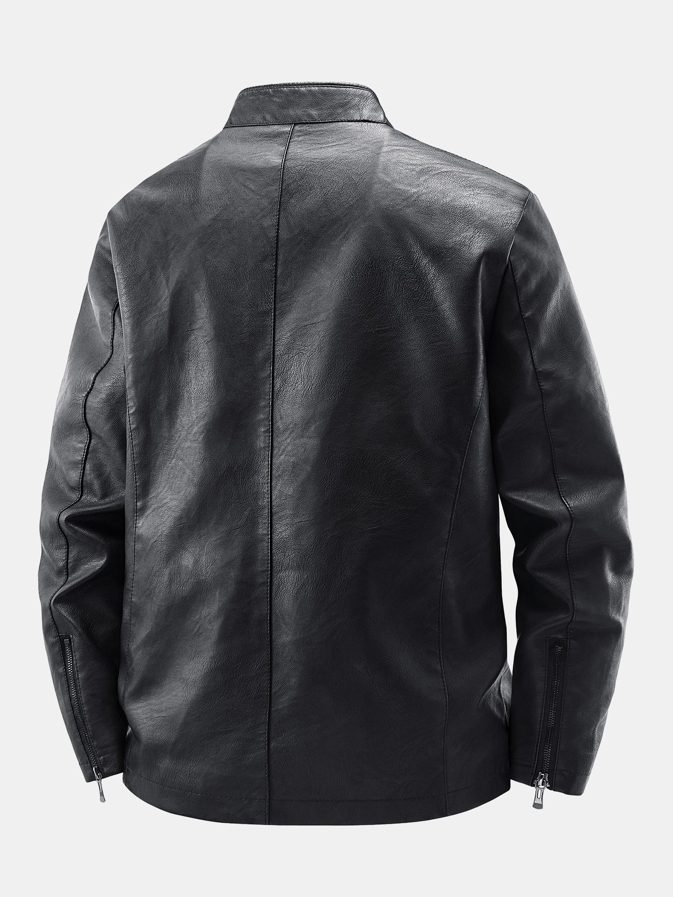 PU Leather Stand Collar Jacket - Image 4