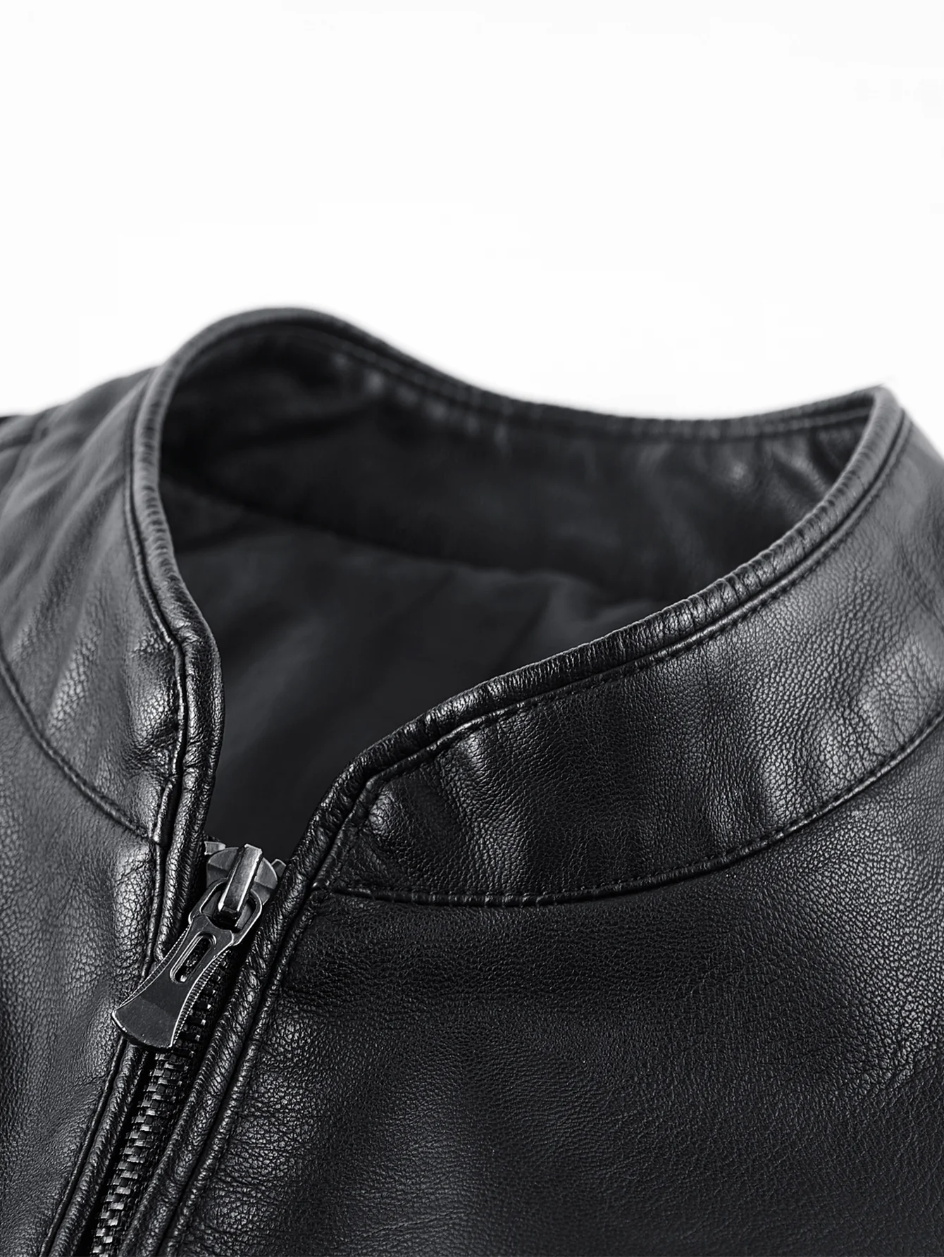 PU Leather Stand Collar Jacket - Image 5