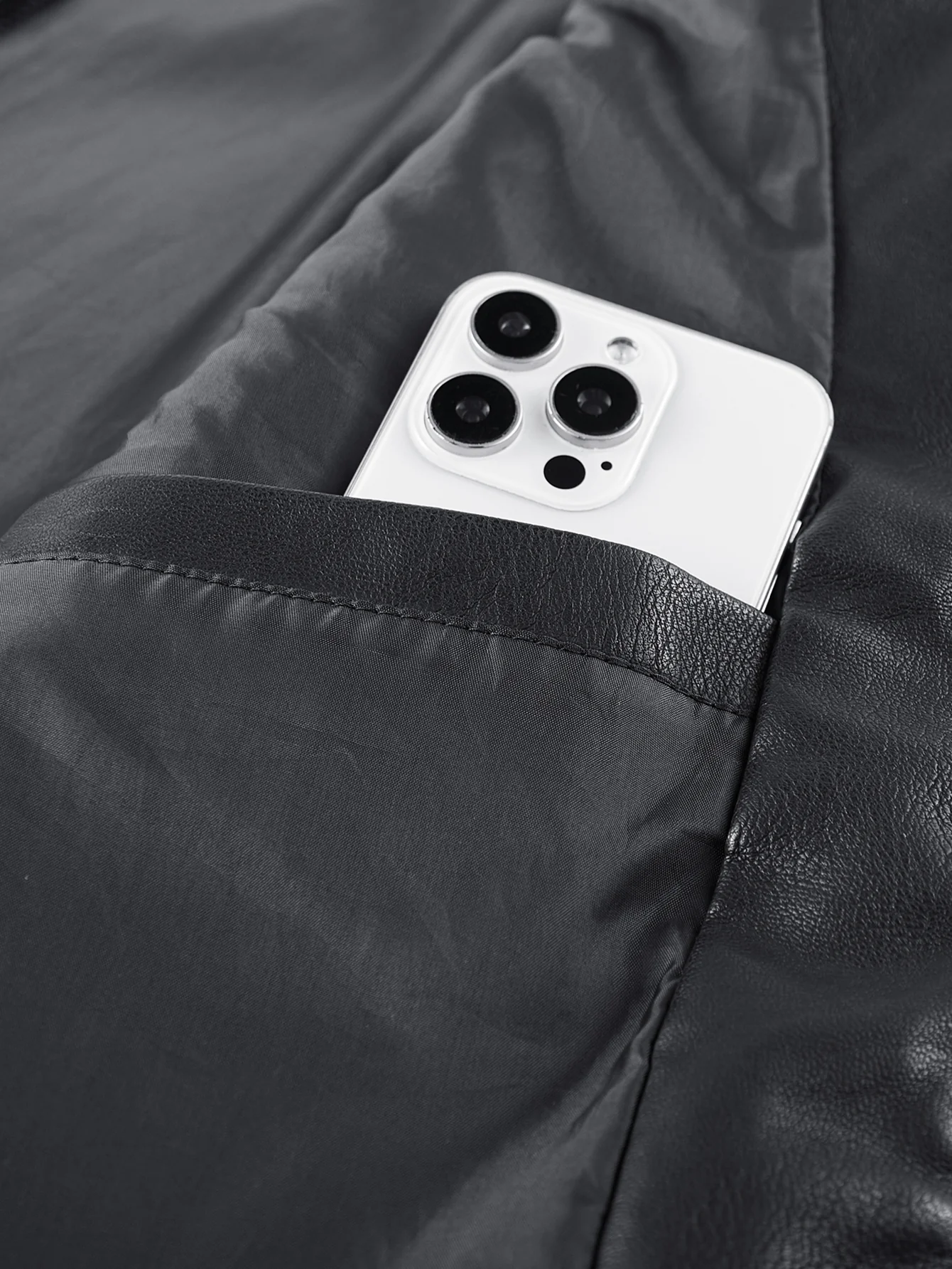 PU Leather Stand Collar Jacket - Image 6