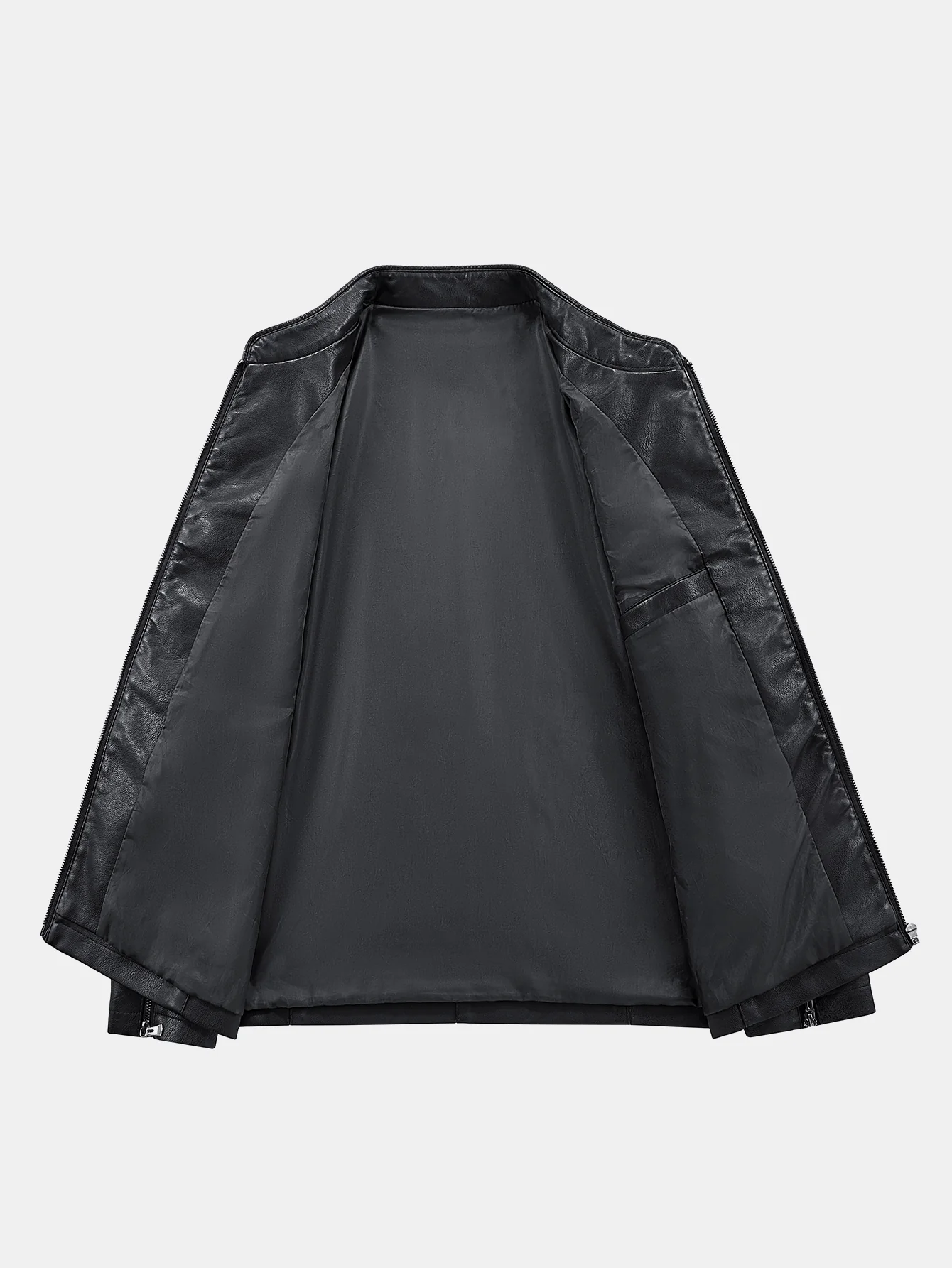 PU Leather Stand Collar Jacket - Image 7