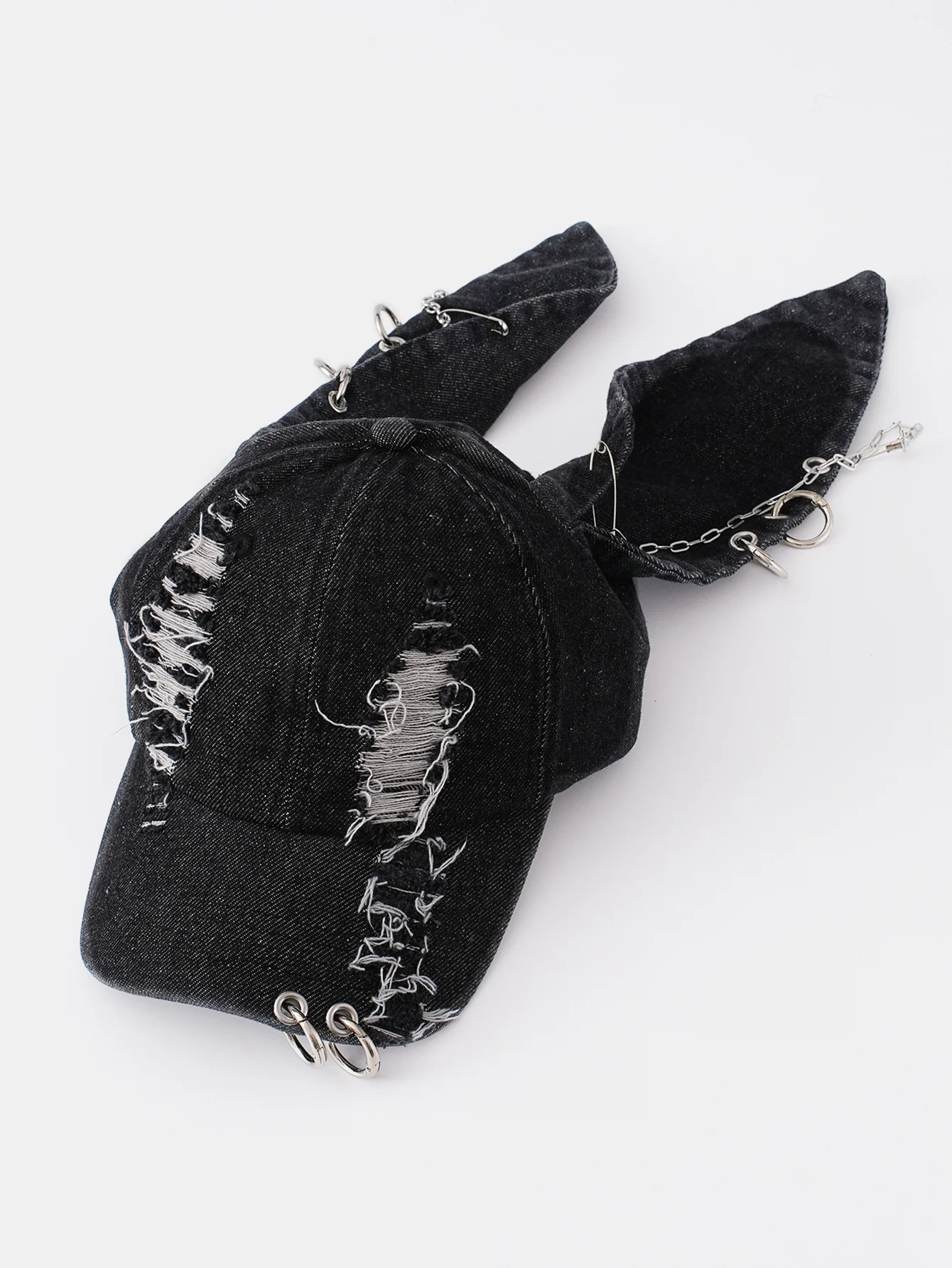 Punk Street Hip Hop Style Distressed Rabbit Ear Baseball Cap - Image 3