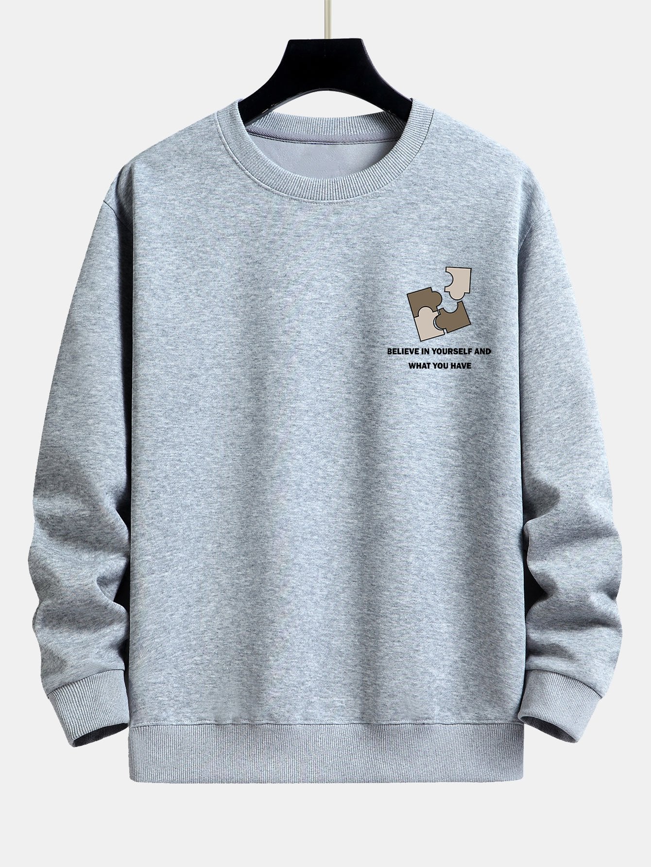 Puzzle Slogan Druck Relaxed Fit Sweatshirt - Image 5