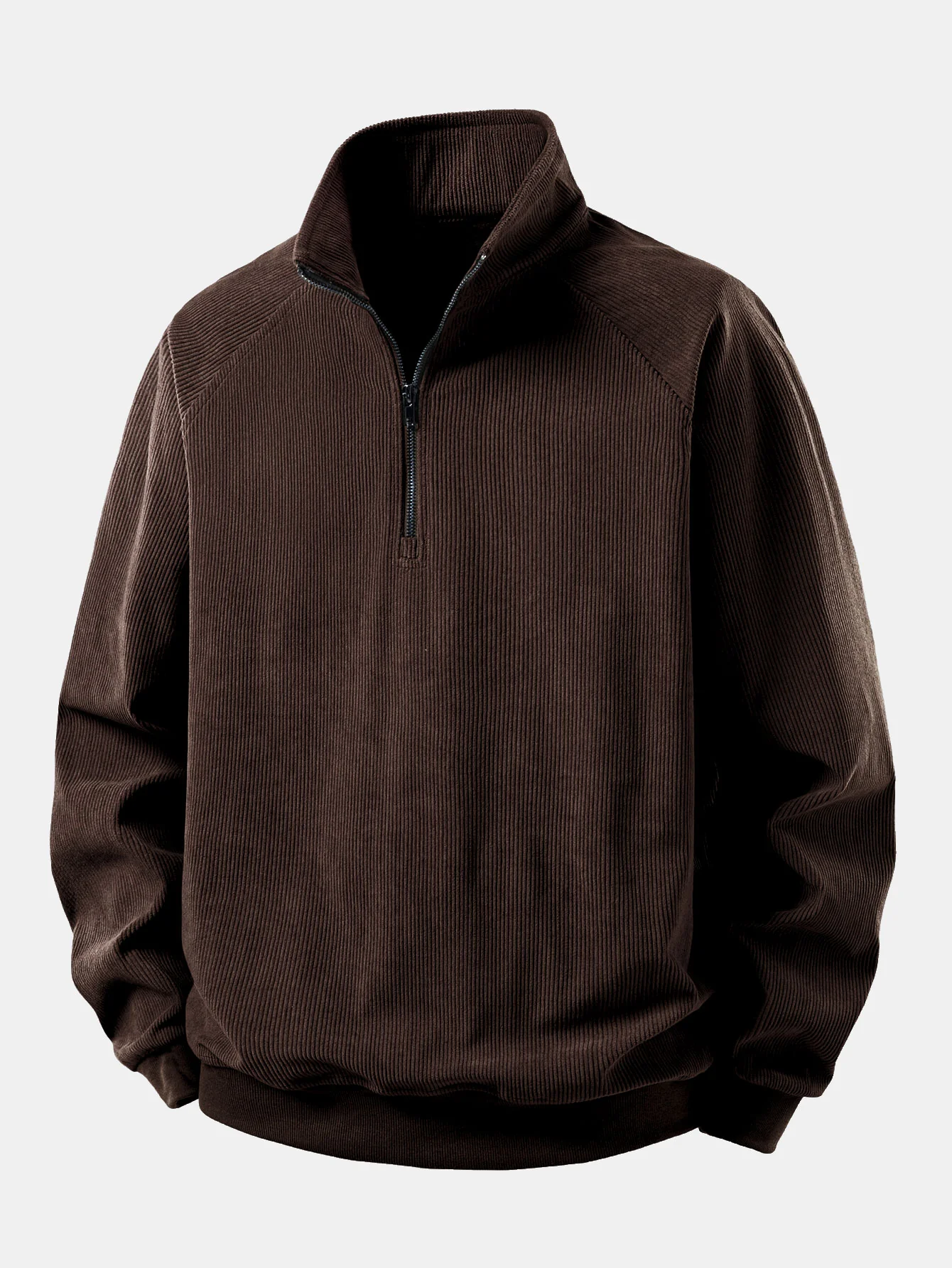 Quarter Zip Corduroy Raglan Sleeve Sweatshirt & Straight Leg Corduroy Pants - Image 4