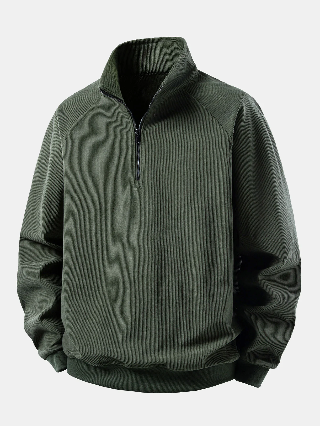 Quarter Zip Corduroy Raglan Sleeve Sweatshirt & Straight Leg Corduroy Pants - Image 8