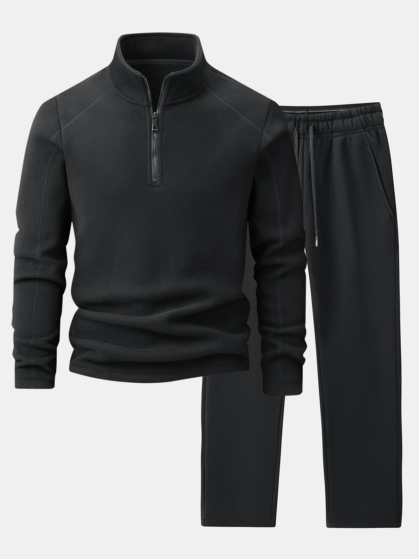 Viertel-Reißverschluss Fleece-Sweatshirt & Polar-Fleece-Hose mit geradem Bein - Image 2