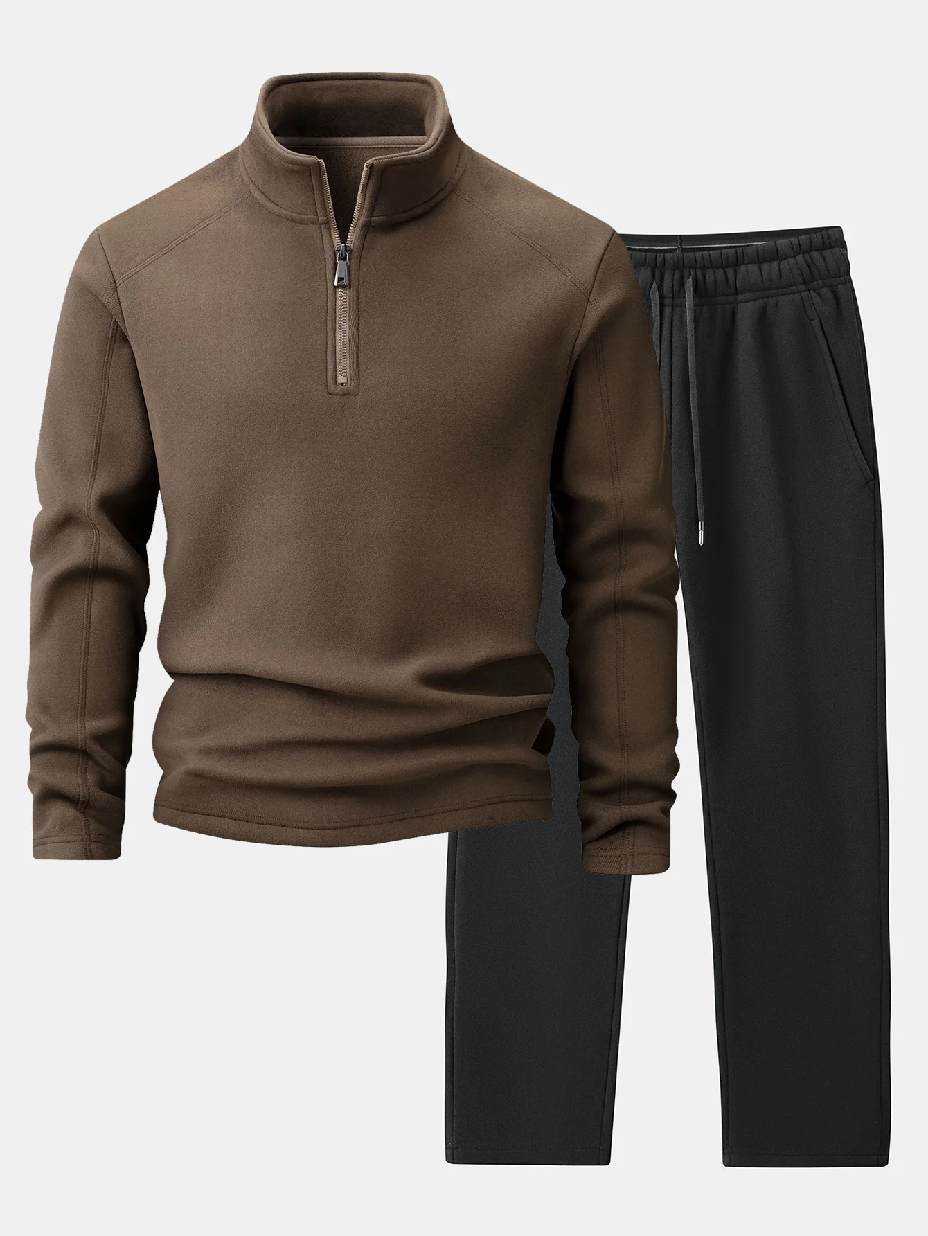 Viertel-Reißverschluss Fleece-Sweatshirt & Polar-Fleece-Hose mit geradem Bein - Image 3