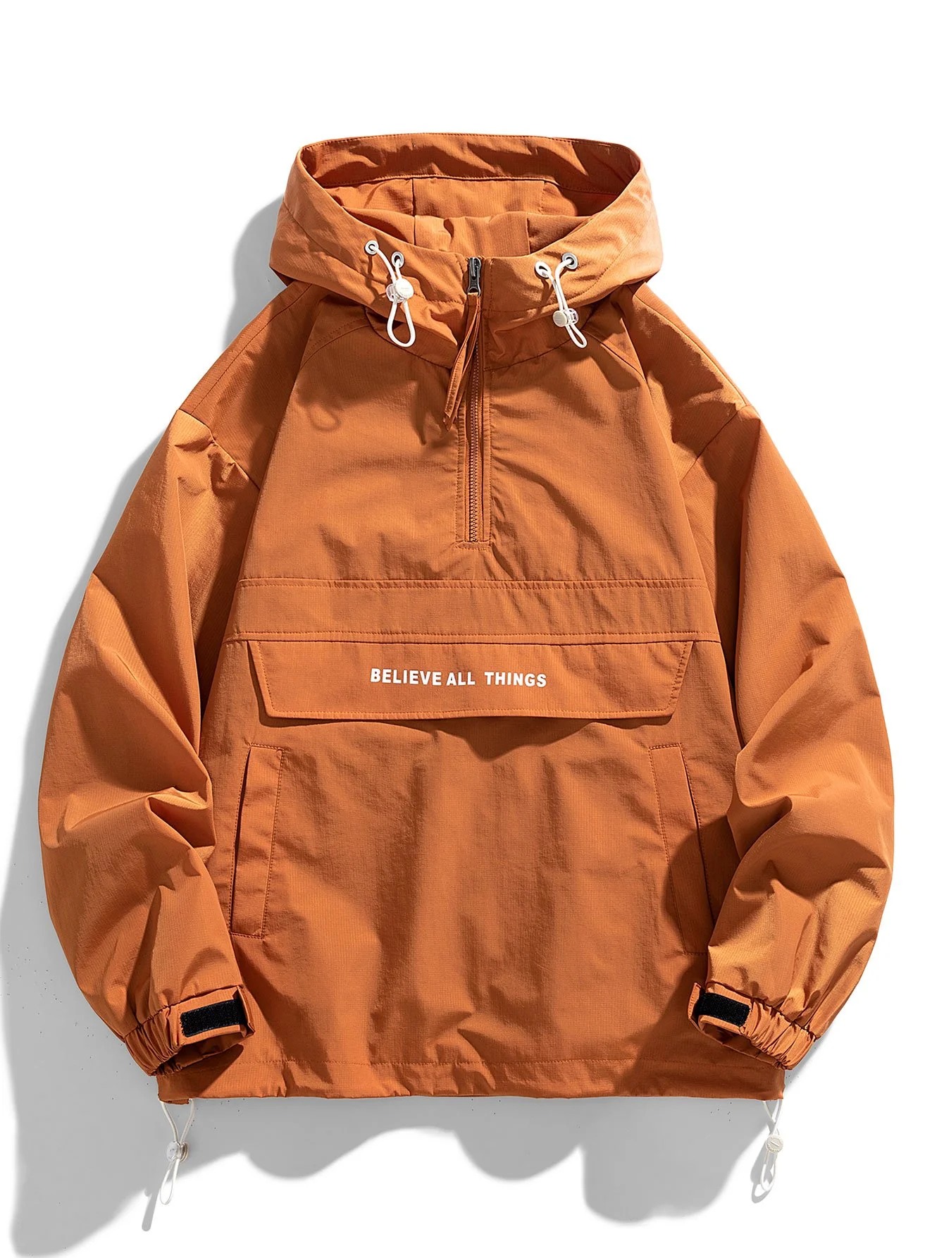 Viertel-Reißverschluss Nylon Kapuzenwindbreaker