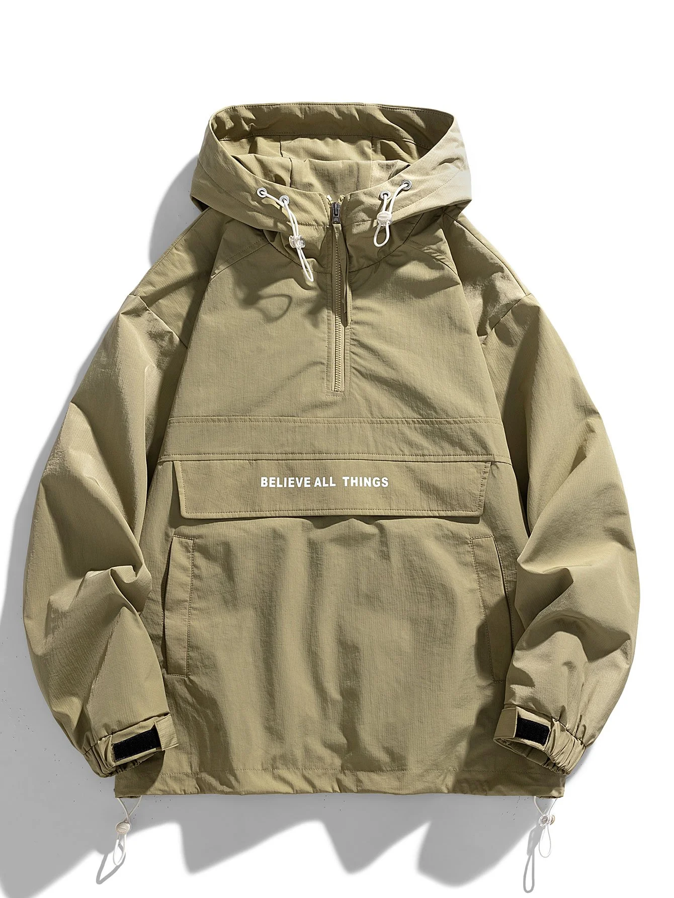 Viertel-Reißverschluss Nylon Kapuzenwindbreaker - Image 3