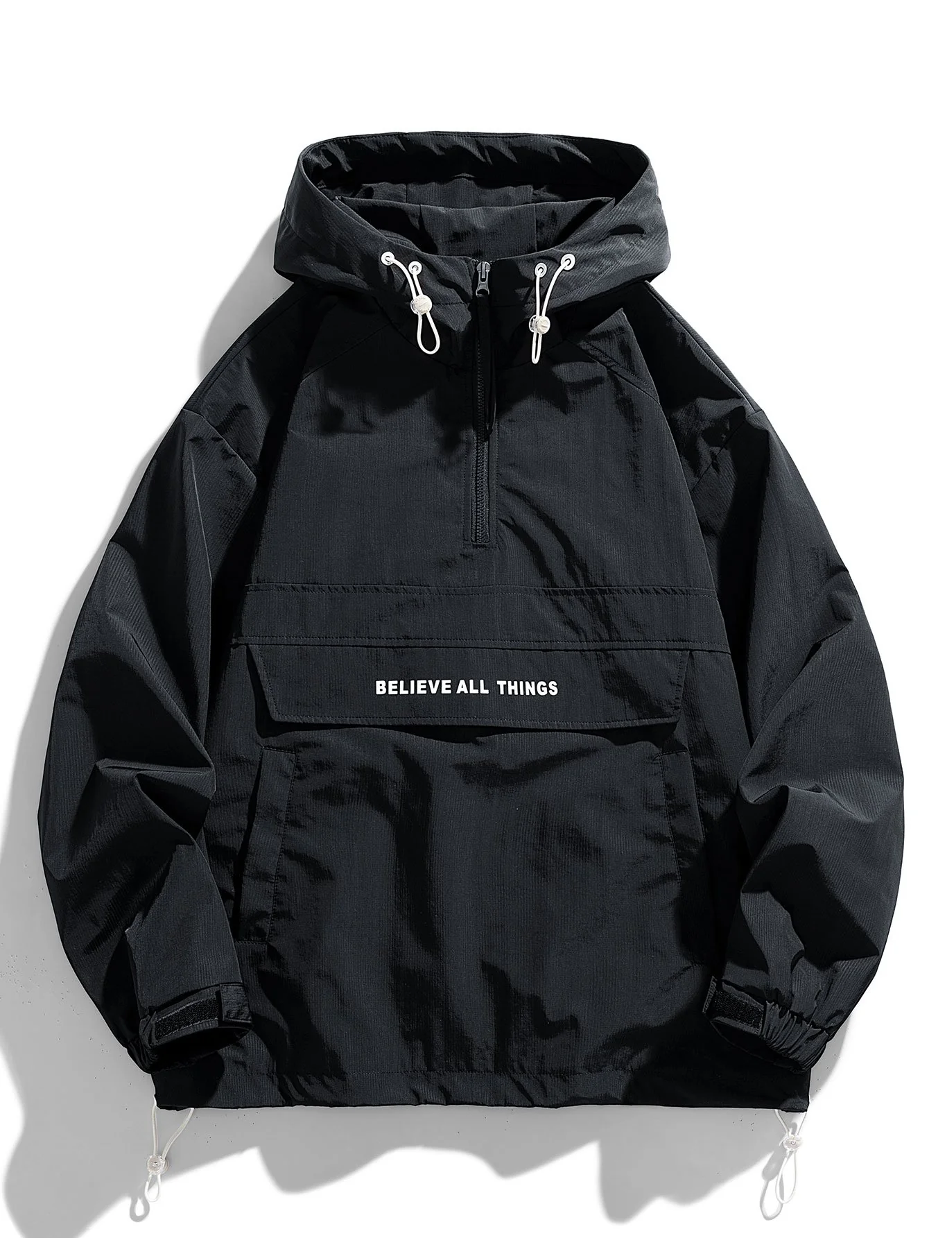 Viertel-Reißverschluss Nylon Kapuzenwindbreaker - Image 5