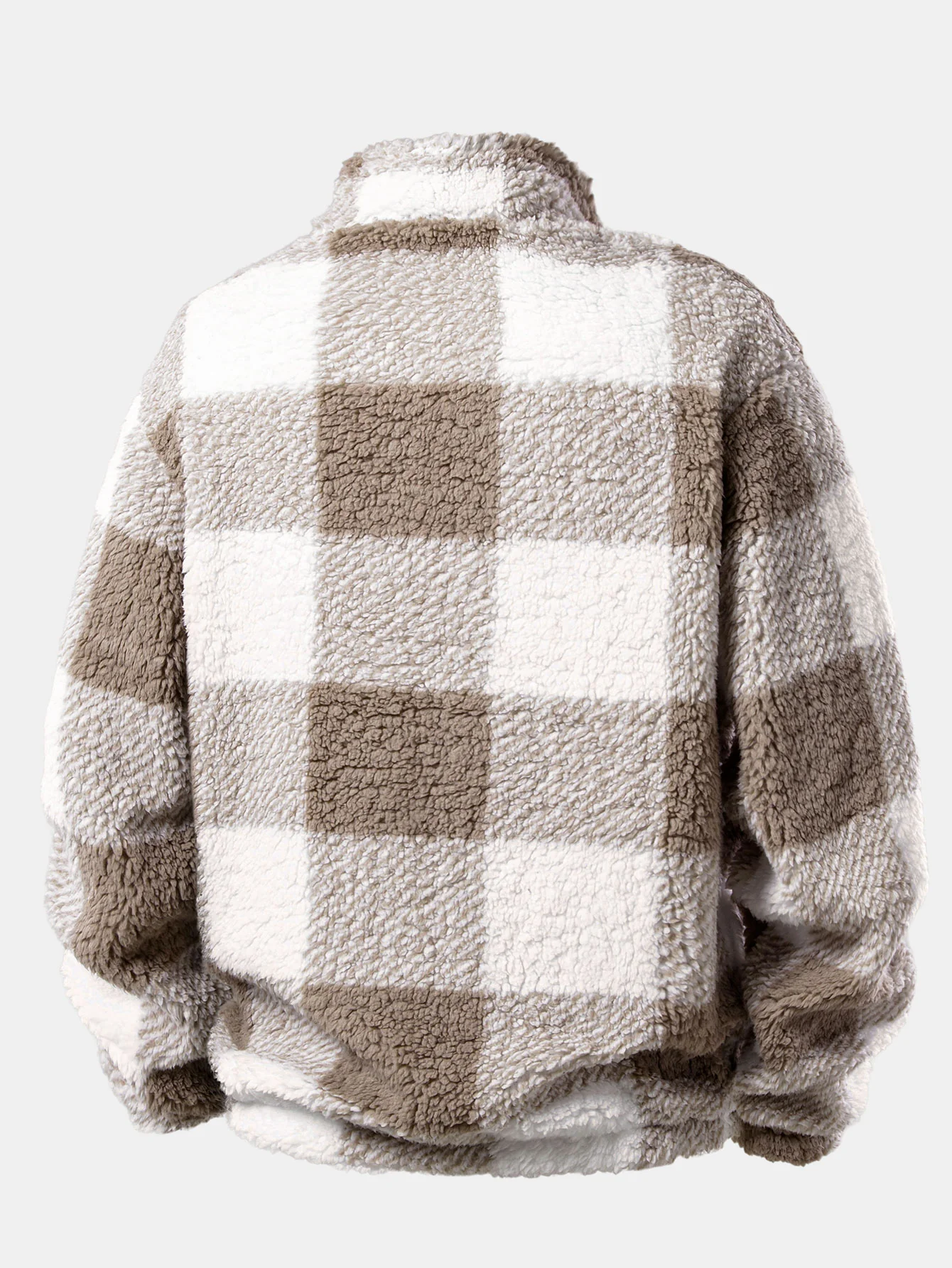 Quarter Zip Plaid Teddy Sweatshirt - Image 2