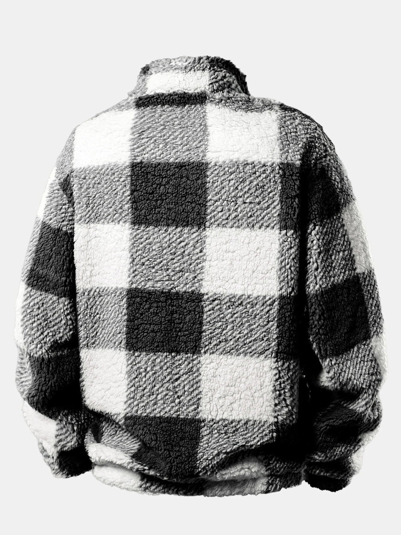 Quarter Zip Plaid Teddy Sweatshirt - Image 4