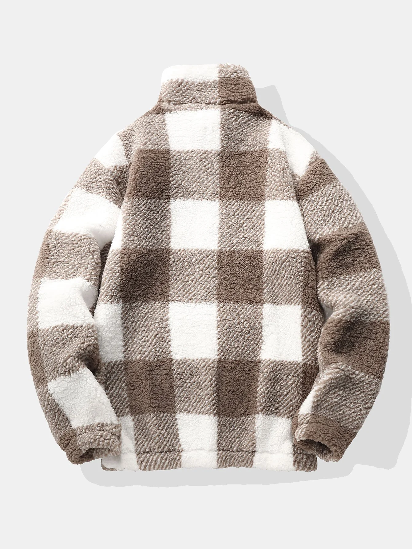 Viertelzipper Karo Teddy Sweatshirt - Image 2