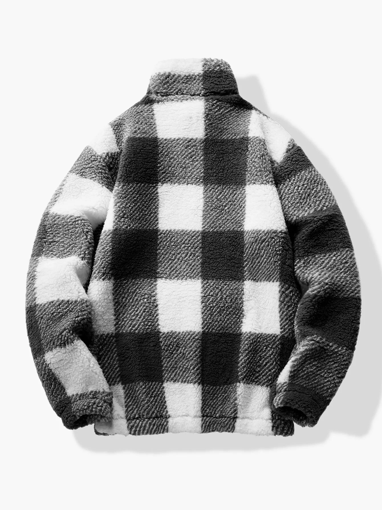 Viertelzipper Karo Teddy Sweatshirt - Image 4