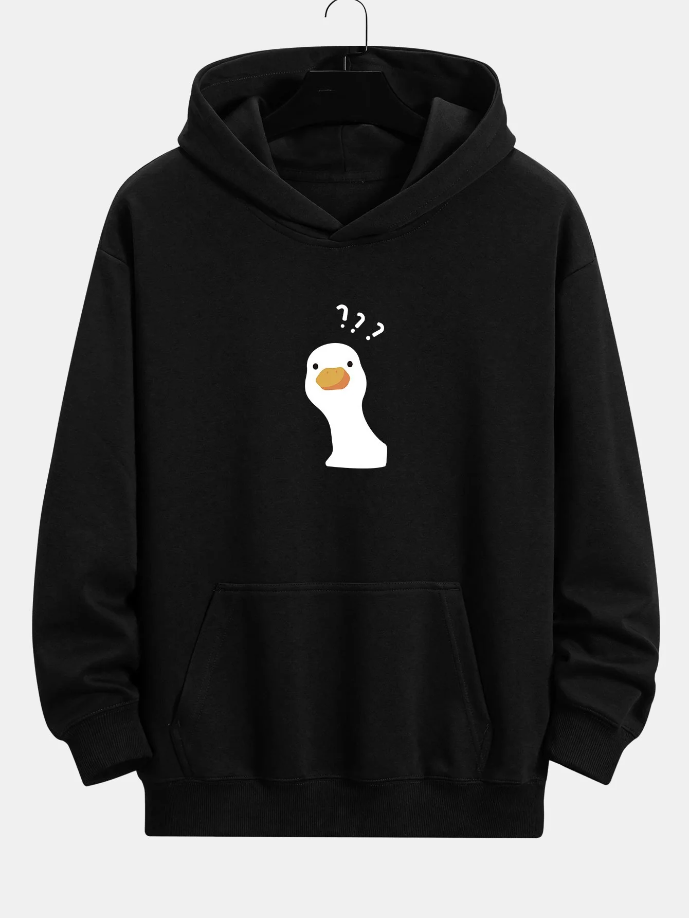 Fragezeichen Zweifelhafter Enten Druck Relaxed Fit Hoodie - Image 3