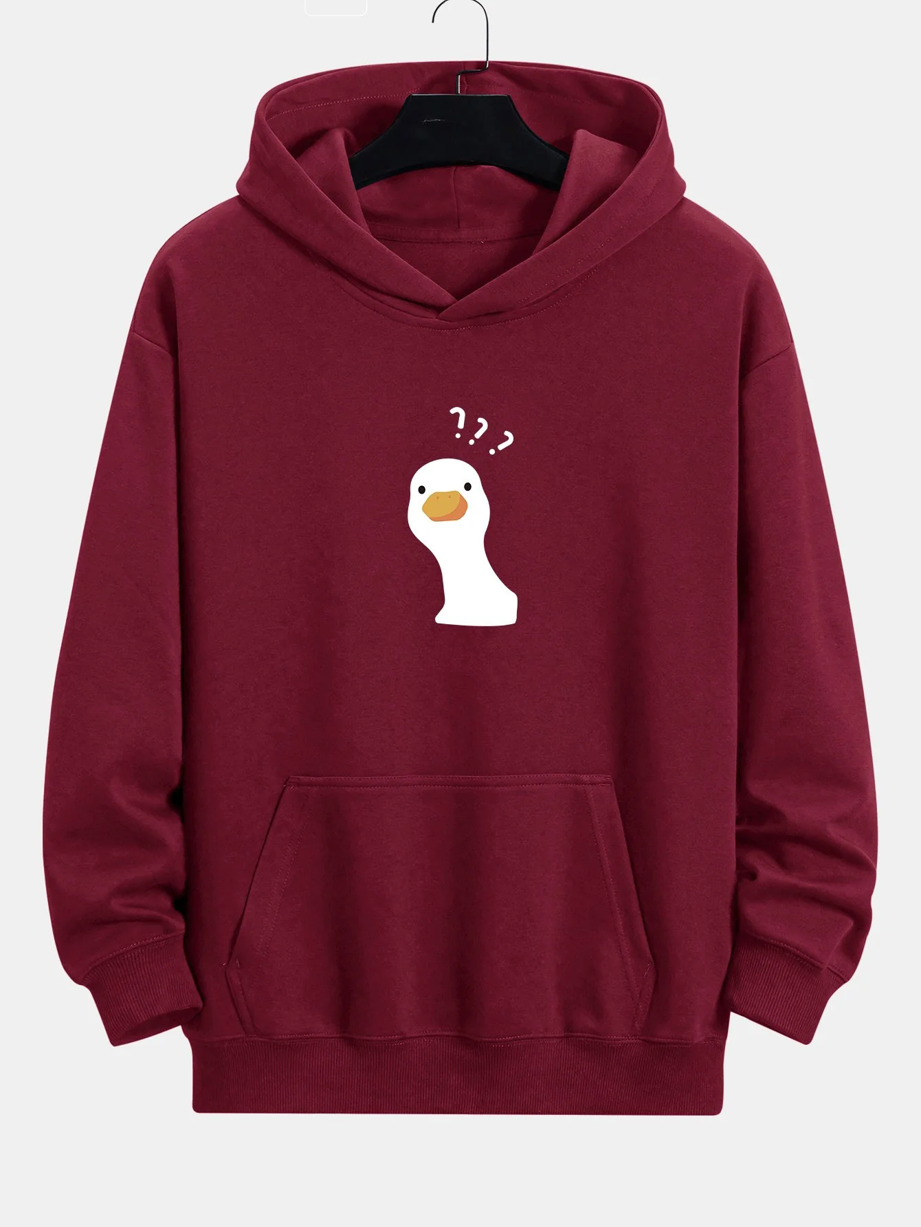 Fragezeichen Zweifelhafter Enten Druck Relaxed Fit Hoodie - Image 4