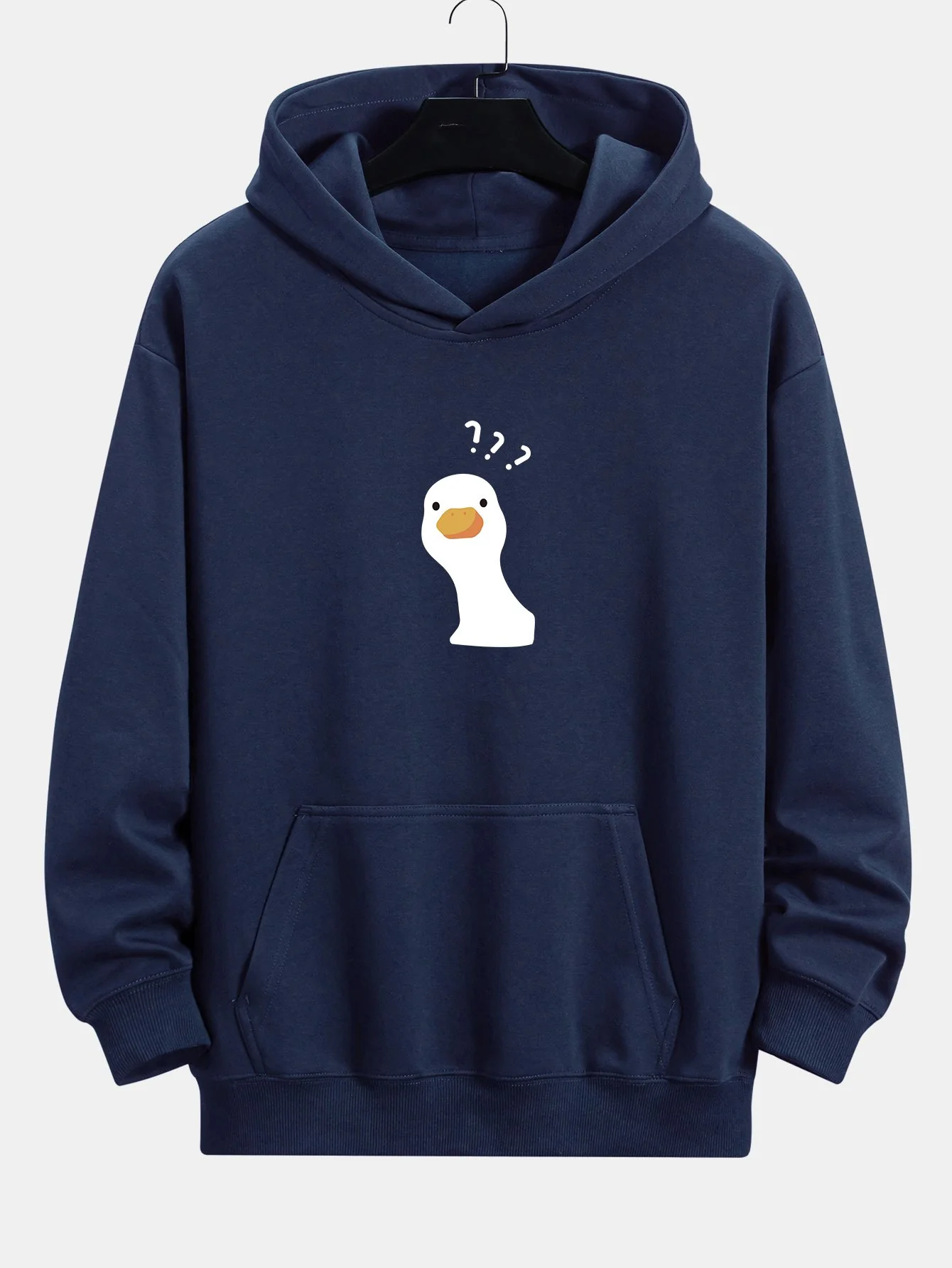 Fragezeichen Zweifelhafter Enten Druck Relaxed Fit Hoodie - Image 6