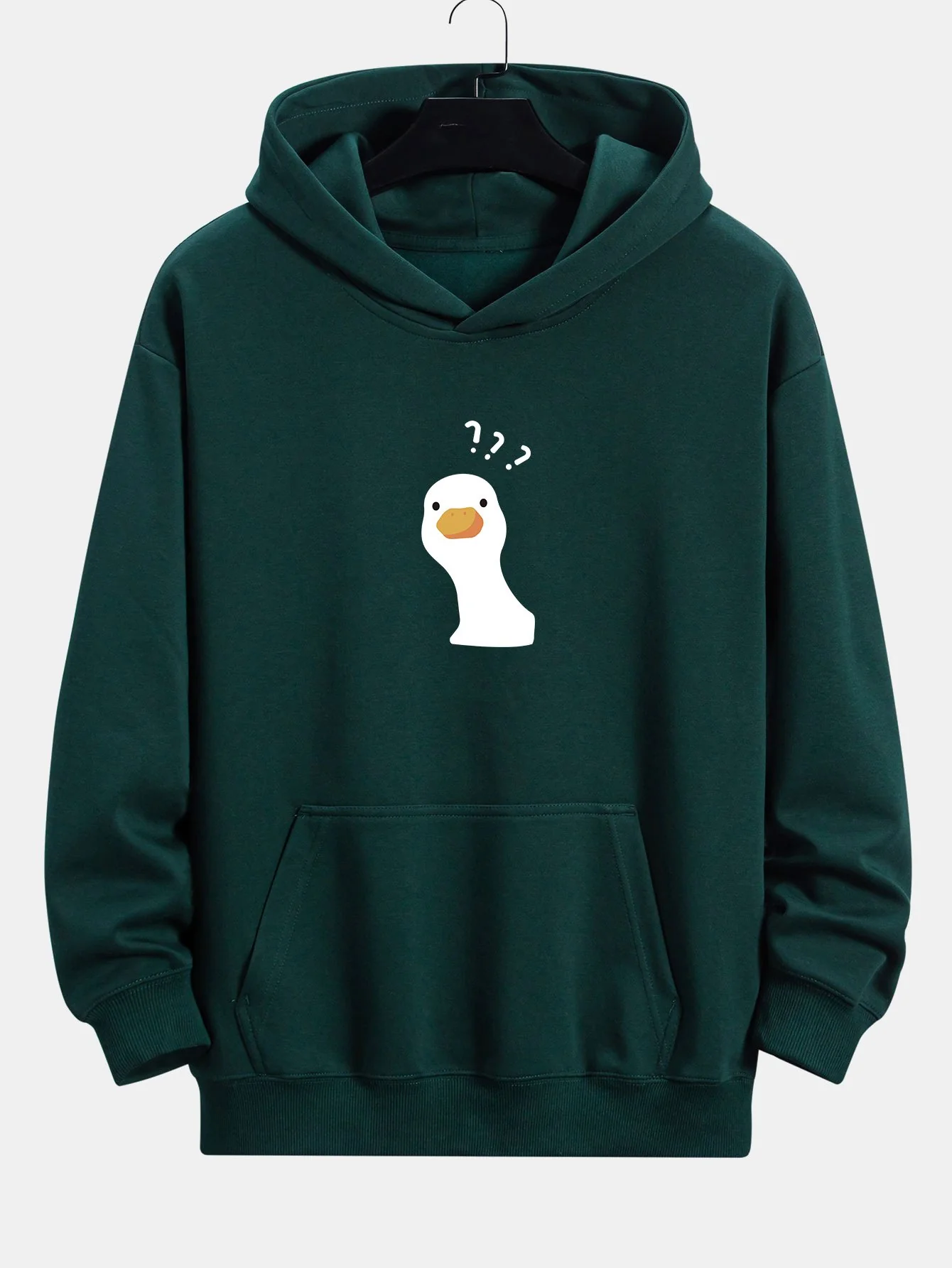 Fragezeichen Zweifelhafter Enten Druck Relaxed Fit Hoodie - Image 8