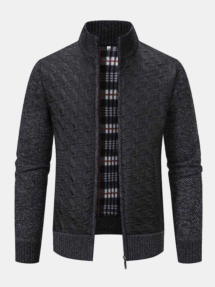 Gepolsterter Jacquard-Reißverschluss-Pullover - Image 10
