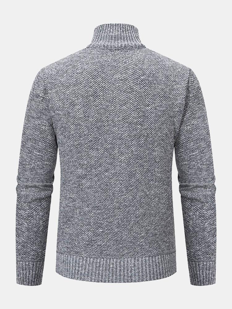 Gepolsterter Jacquard-Reißverschluss-Pullover - Image 11