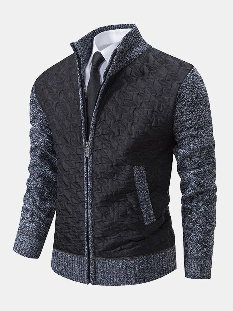 Gepolsterter Jacquard-Reißverschluss-Pullover - Image 5