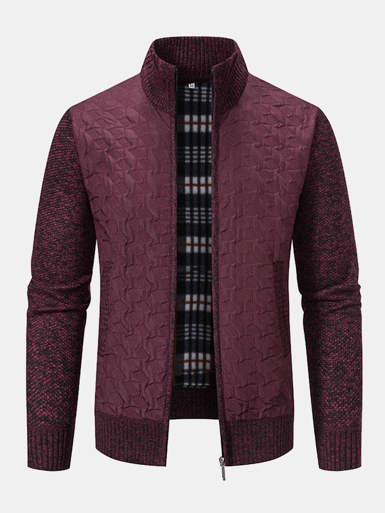 Gepolsterter Jacquard-Reißverschluss-Pullover - Image 6