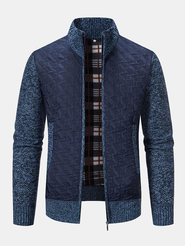 Gepolsterter Jacquard-Reißverschluss-Pullover - Image 7
