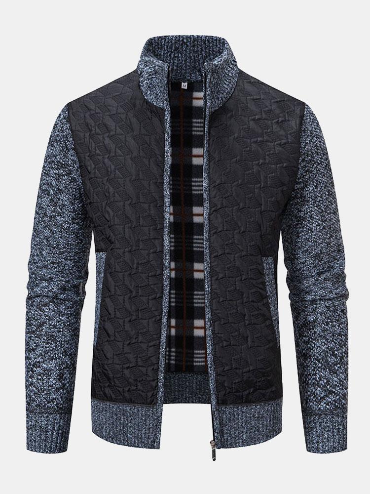 Gepolsterter Jacquard-Reißverschluss-Pullover - Image 8