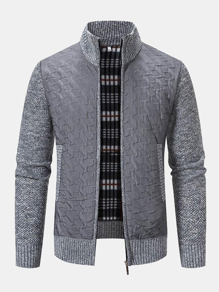 Gepolsterter Jacquard-Reißverschluss-Pullover - Image 9