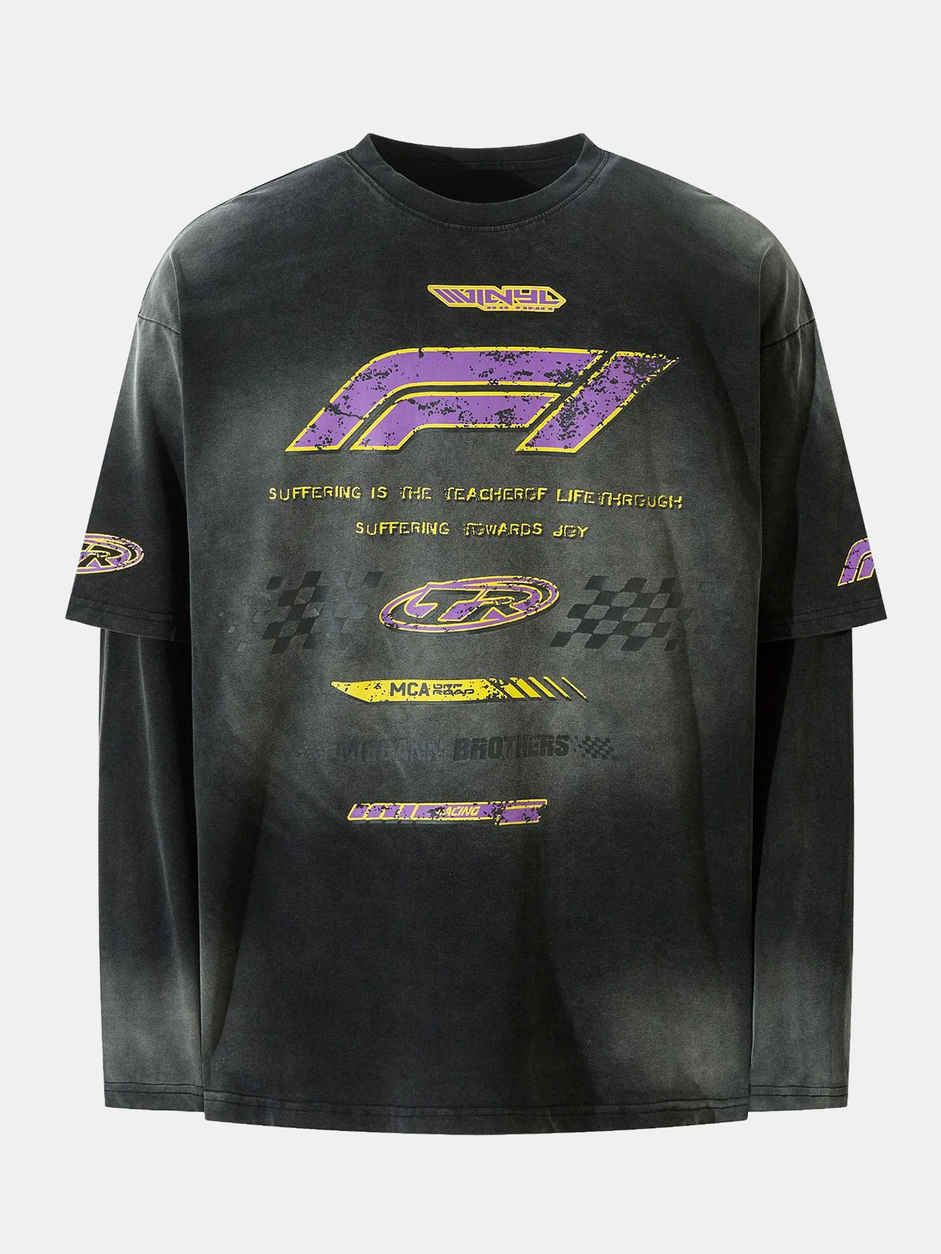 Racing Print Used-Look 2-in-1 T-Shirt - Image 3