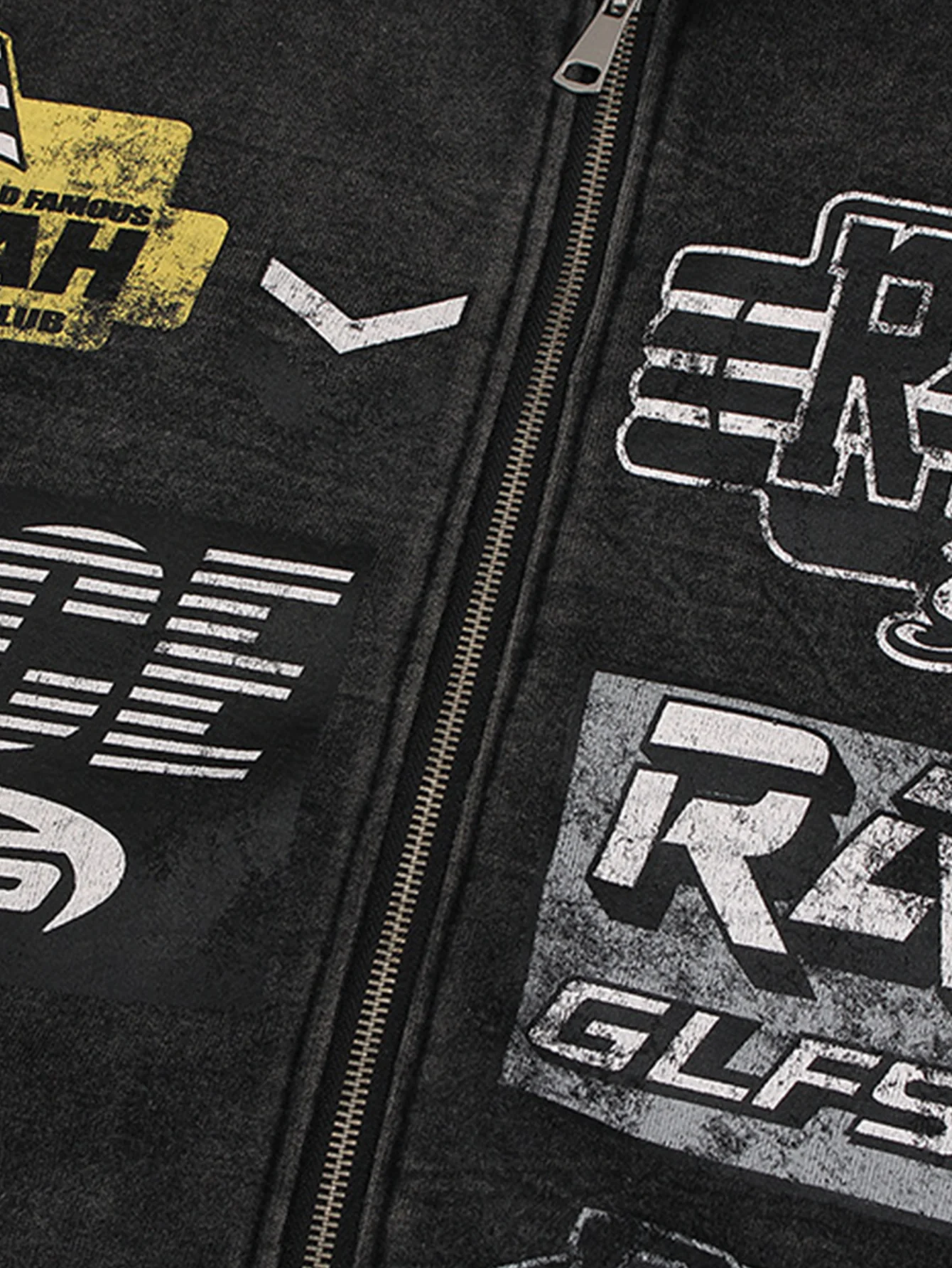 Racing Print Used Reißverschluss Kapuzenpullover - Image 7