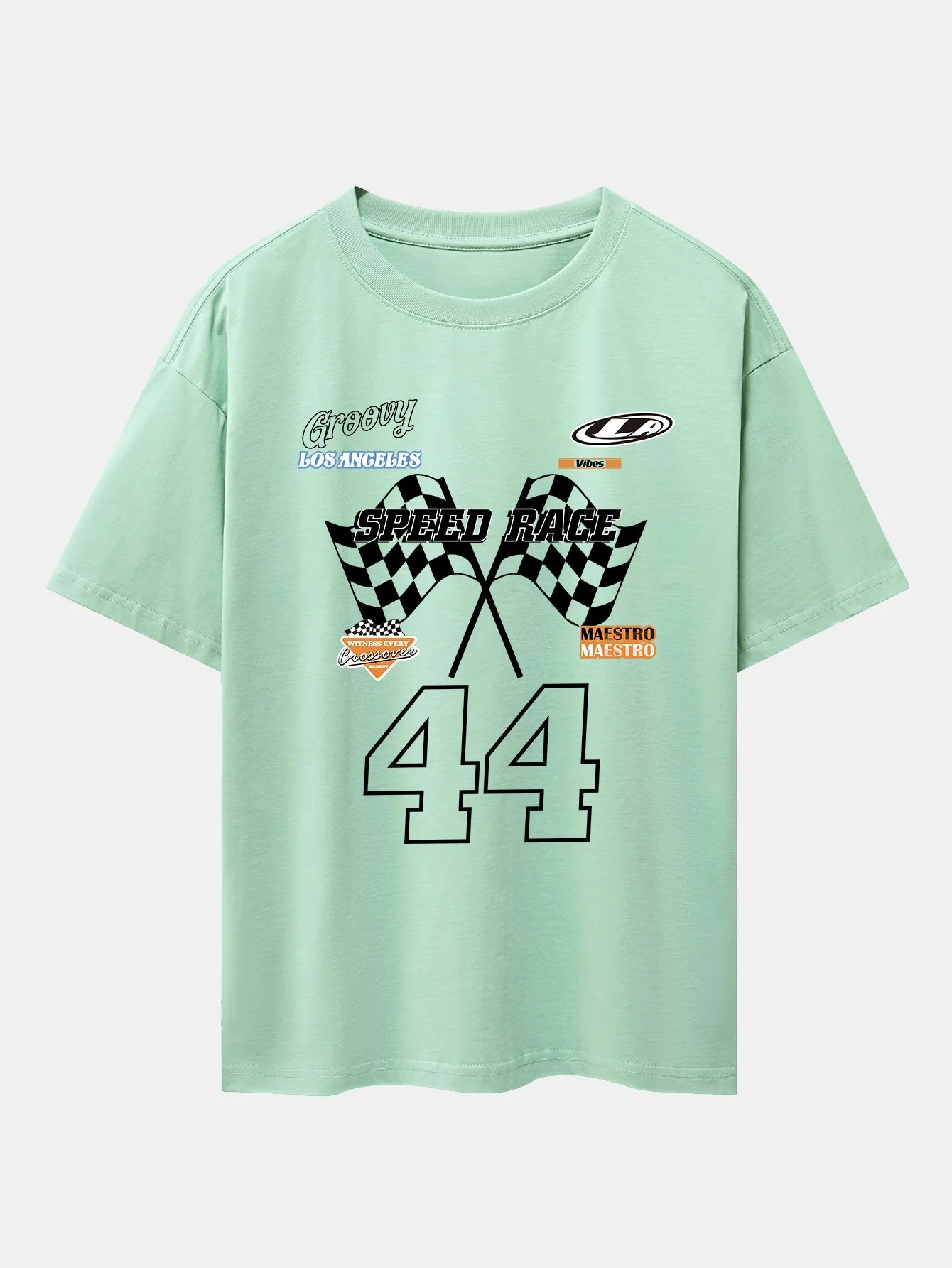 Rennsport Slogan Druck Drop Shoulder Oversize T-Shirt - Image 12