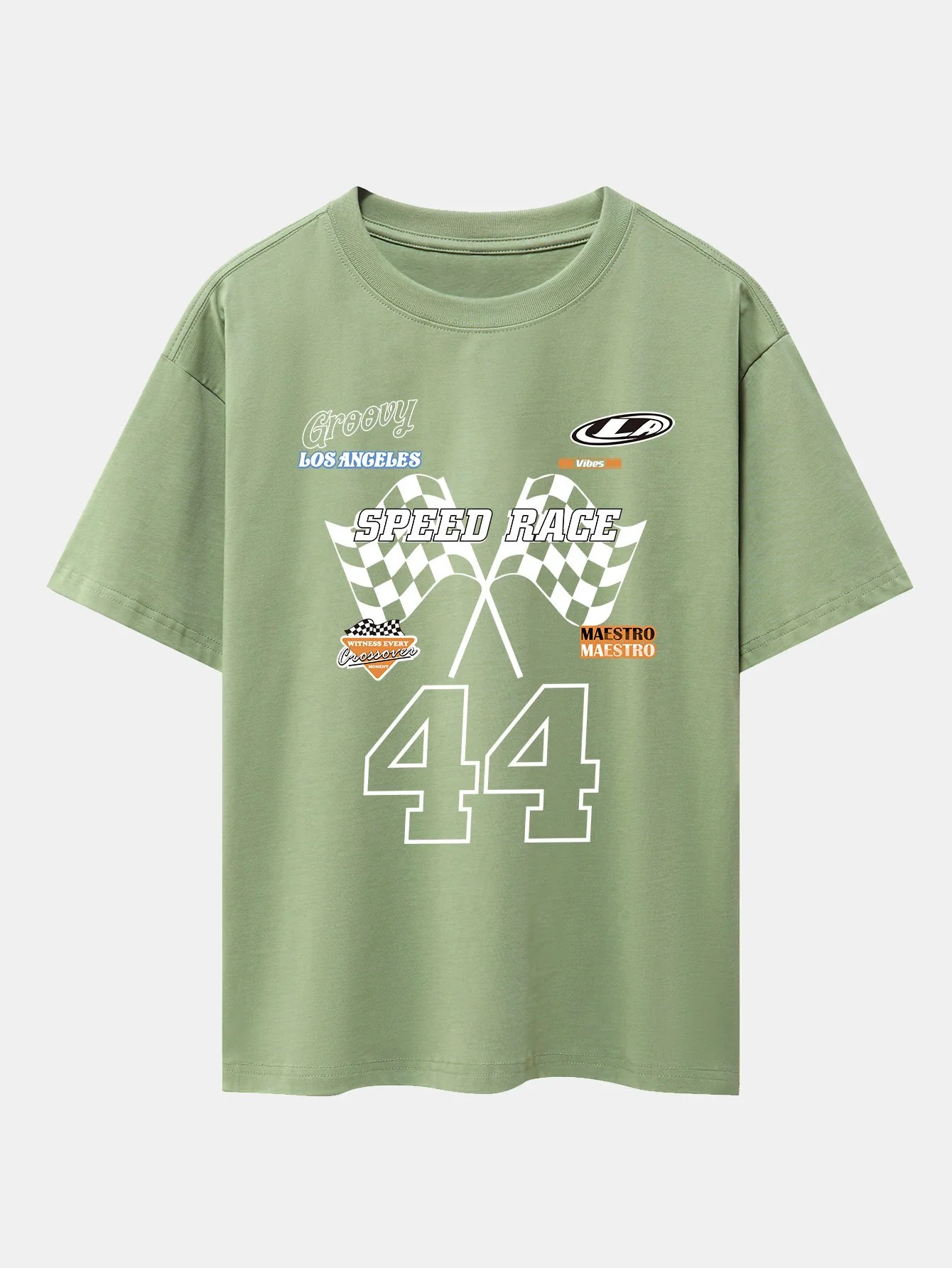 Rennsport Slogan Druck Drop Shoulder Oversize T-Shirt - Image 13