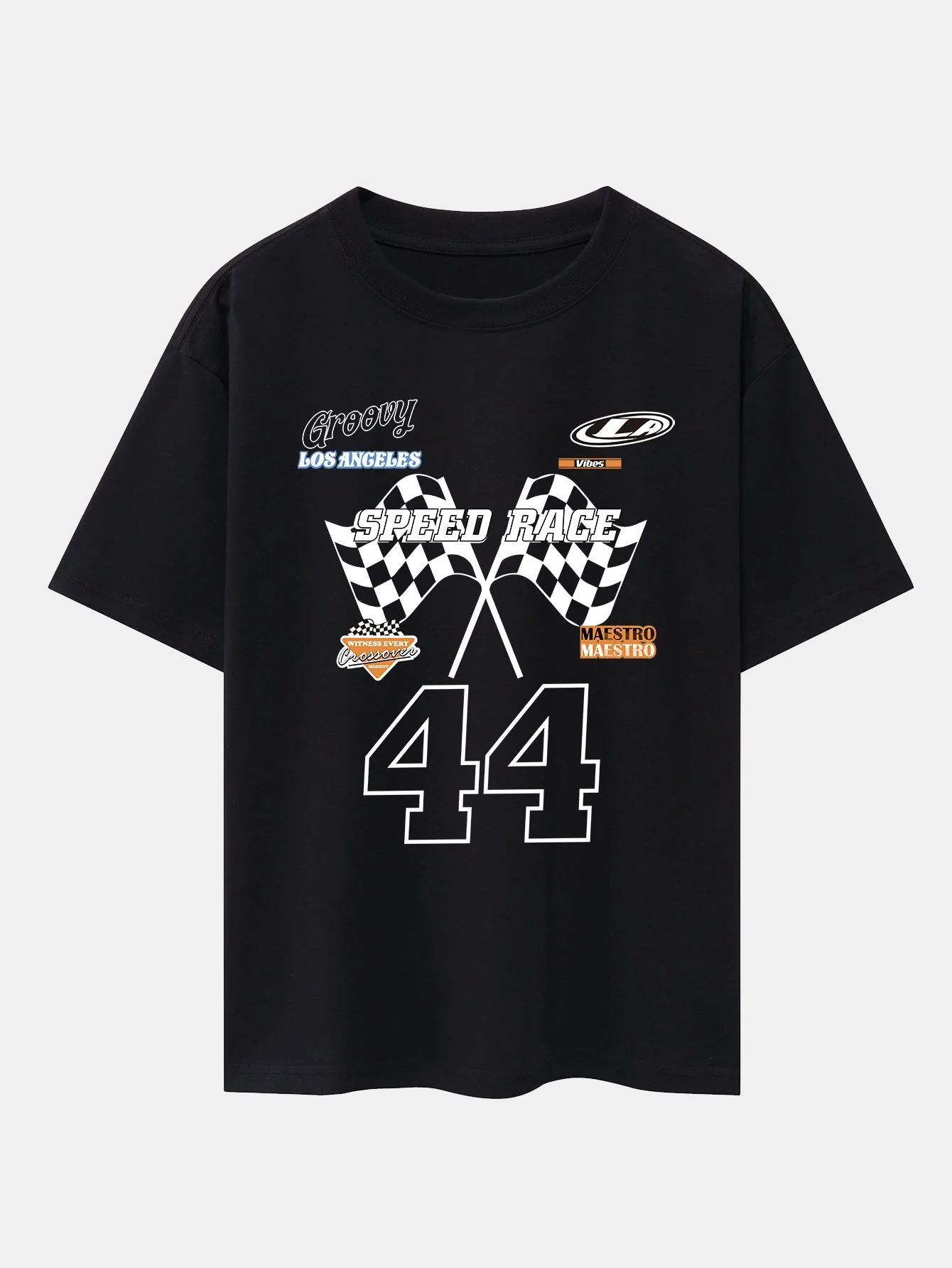 Rennsport Slogan Druck Drop Shoulder Oversize T-Shirt - Image 2