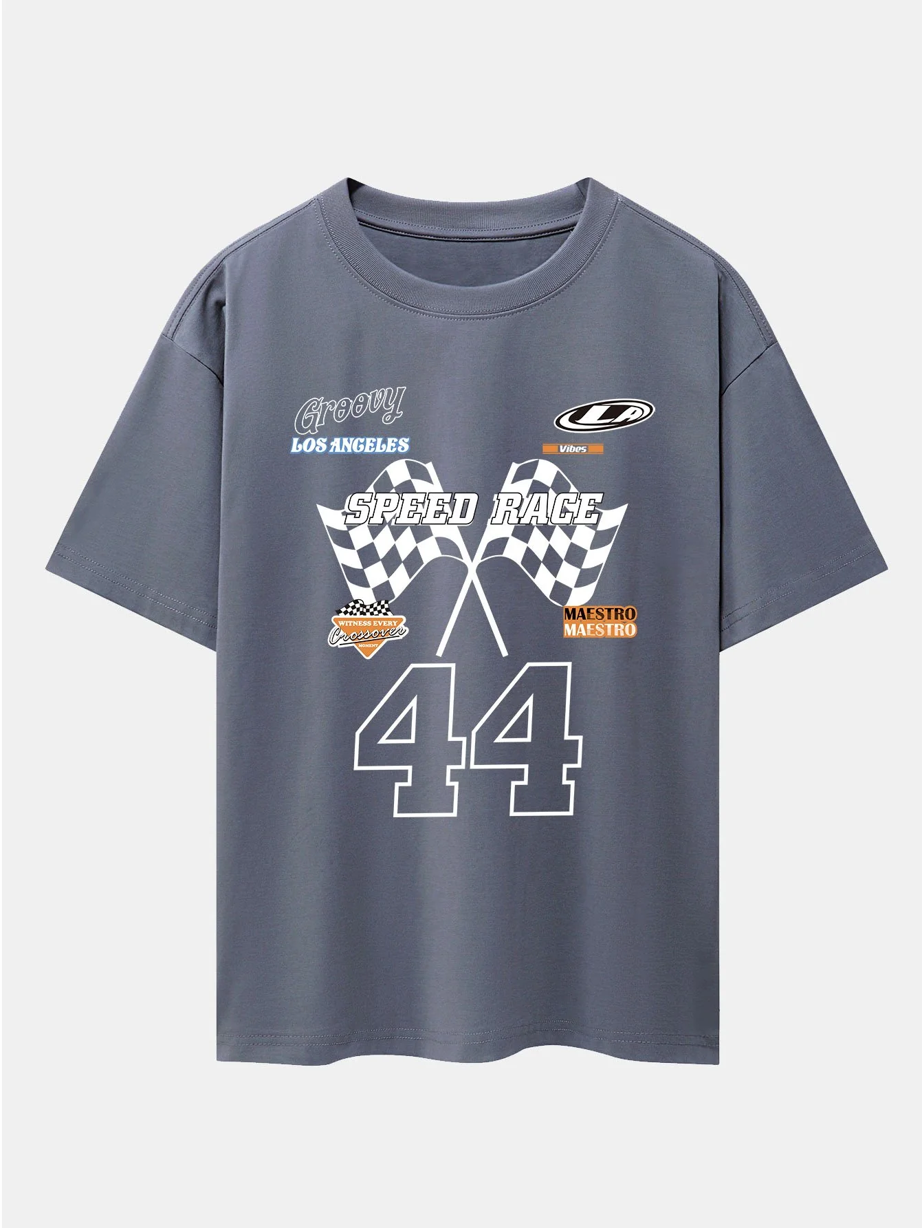 Rennsport Slogan Druck Drop Shoulder Oversize T-Shirt - Image 4