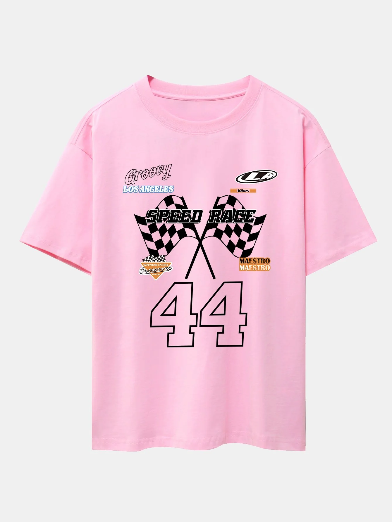 Rennsport Slogan Druck Drop Shoulder Oversize T-Shirt - Image 7