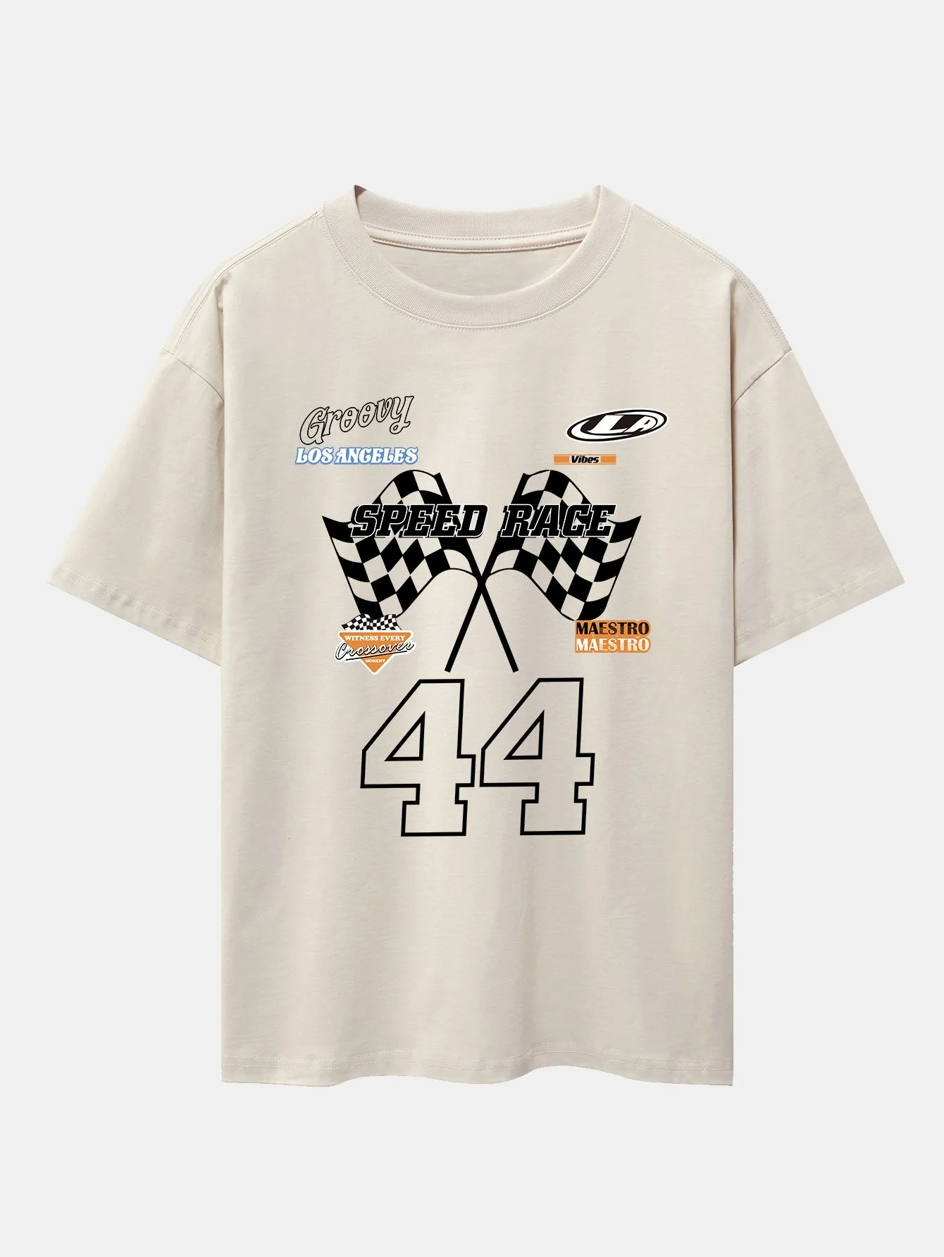 Rennsport Slogan Druck Drop Shoulder Oversize T-Shirt - Image 8