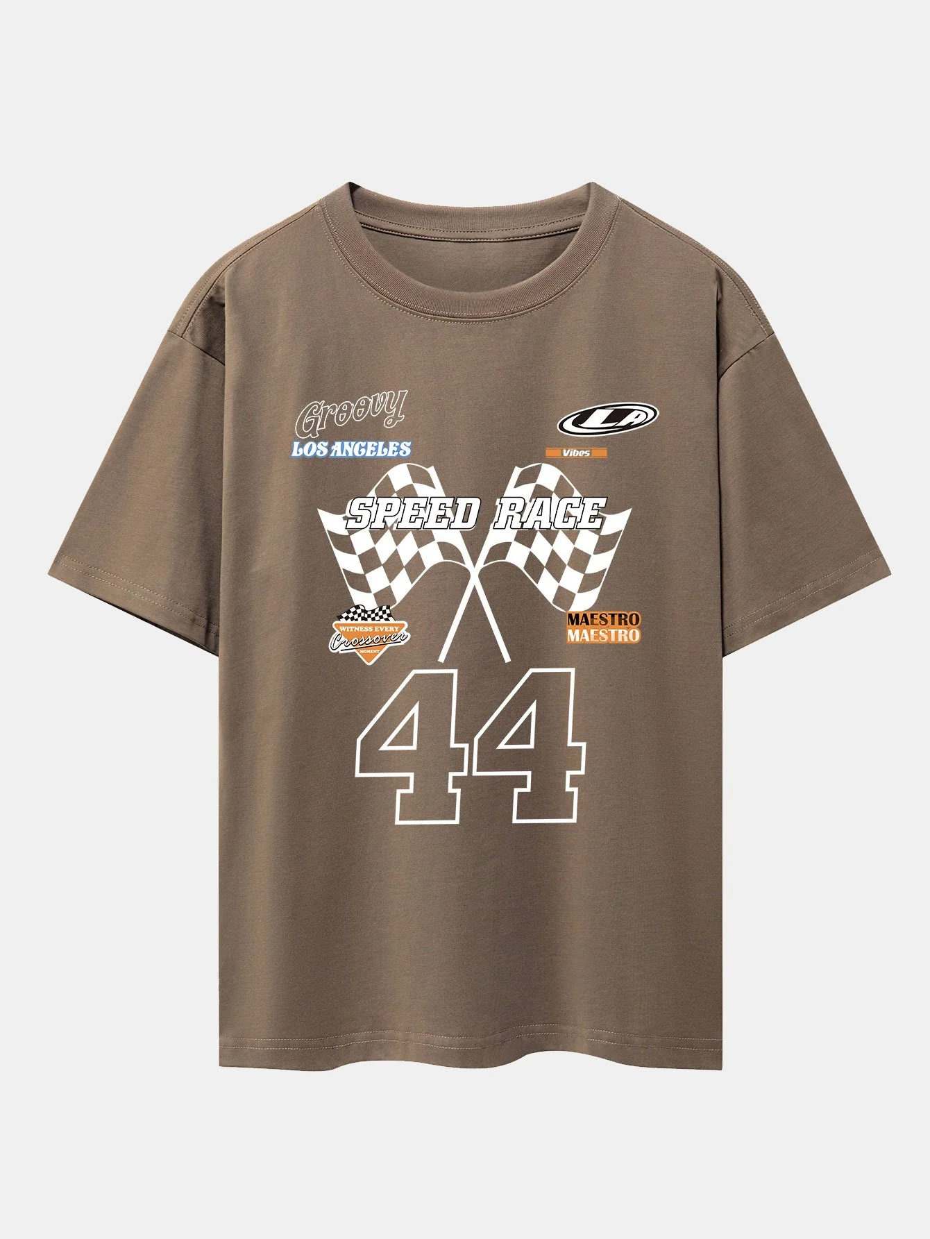 Rennsport Slogan Druck Drop Shoulder Oversize T-Shirt - Image 9