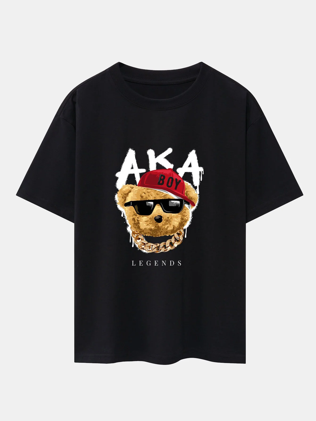 Rapper Bären Druck Schwergewicht Oversize T-Shirt