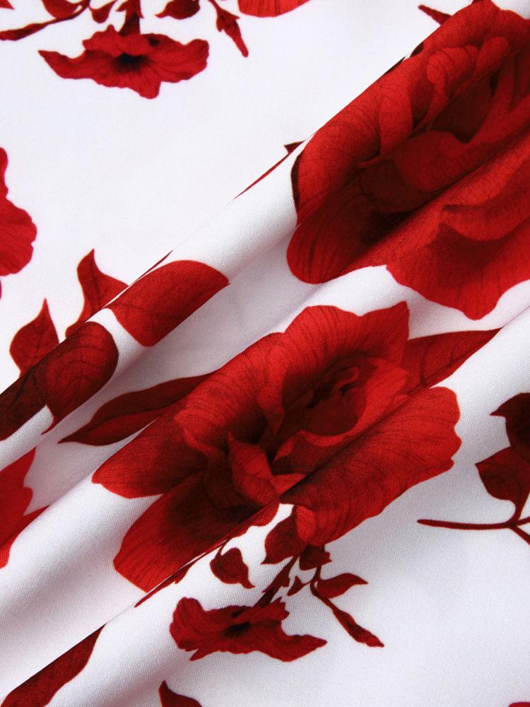 Rotes Blumenmuster Reverskragenhemd - Image 6
