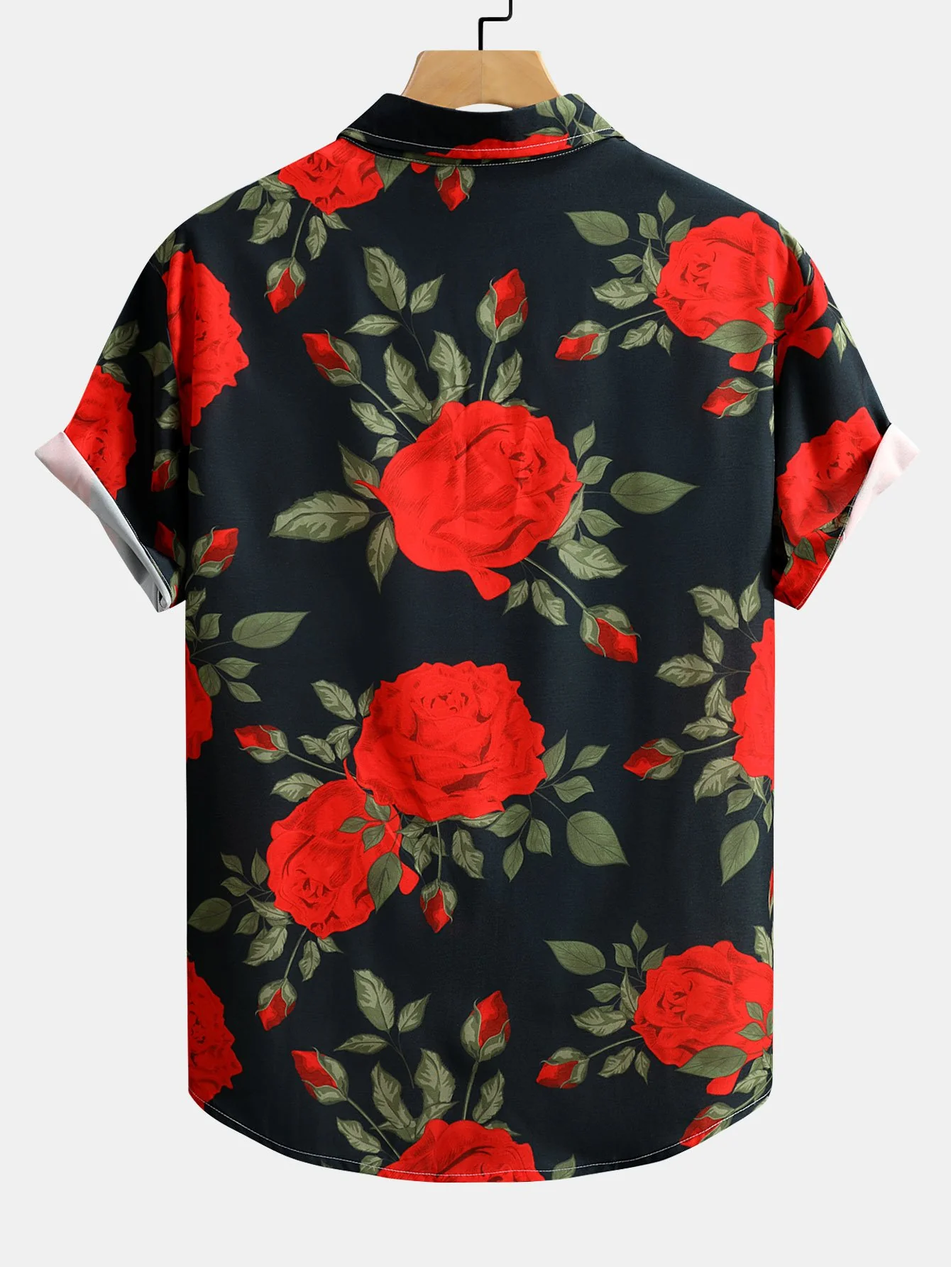 Rote Rosen Druck Hemd mit Knopfleiste - Image 2