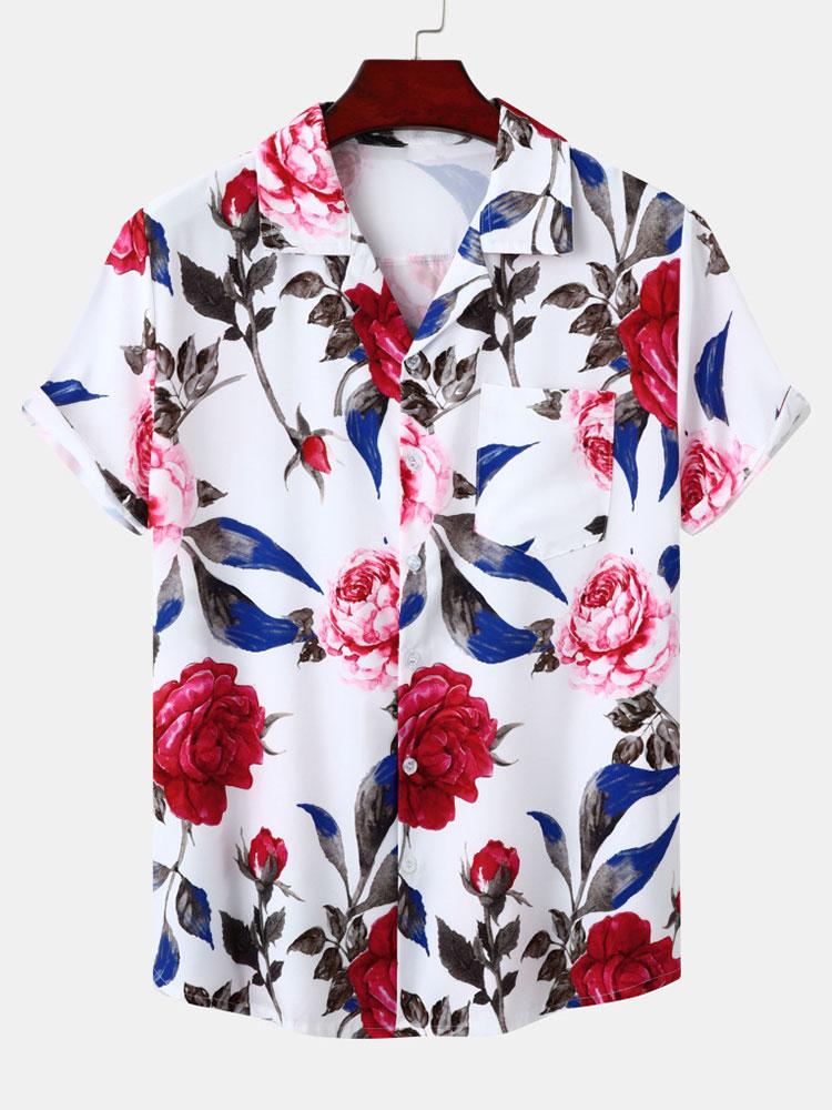 Rote Rosen Druck Revershemd - Image 3