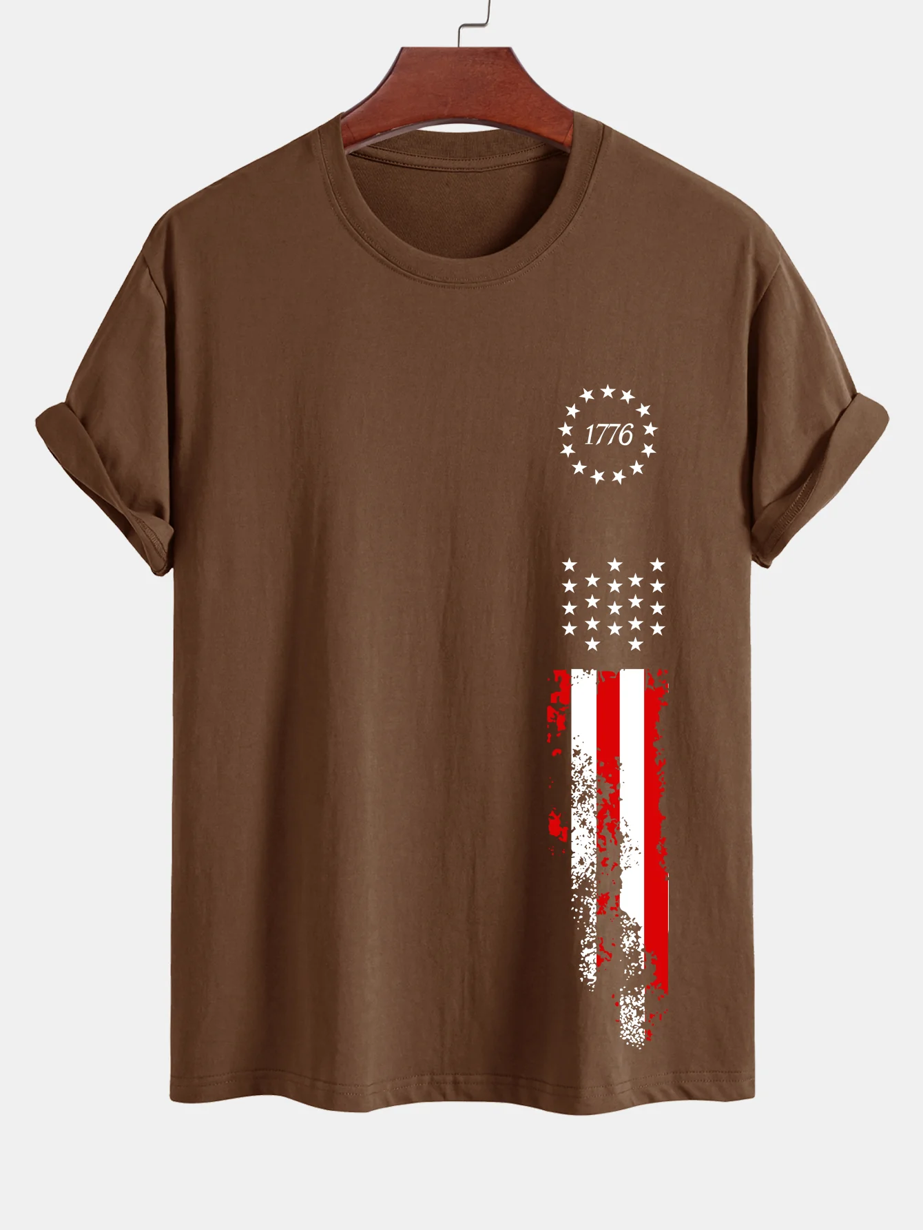 Regular Fit 1776 Amerikanisches Flaggenmuster Baumwoll-T-Shirt - Image 5