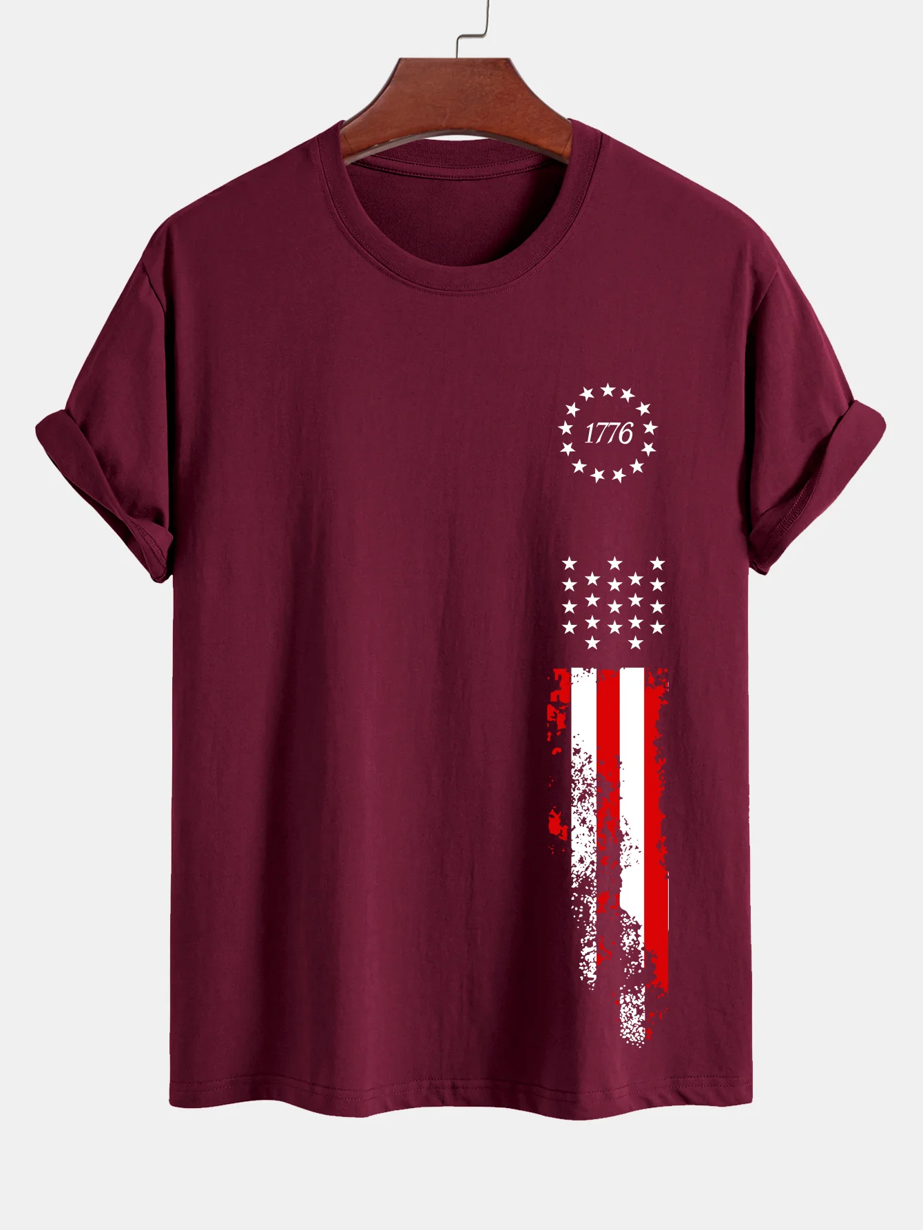 Regular Fit 1776 Amerikanisches Flaggenmuster Baumwoll-T-Shirt - Image 7