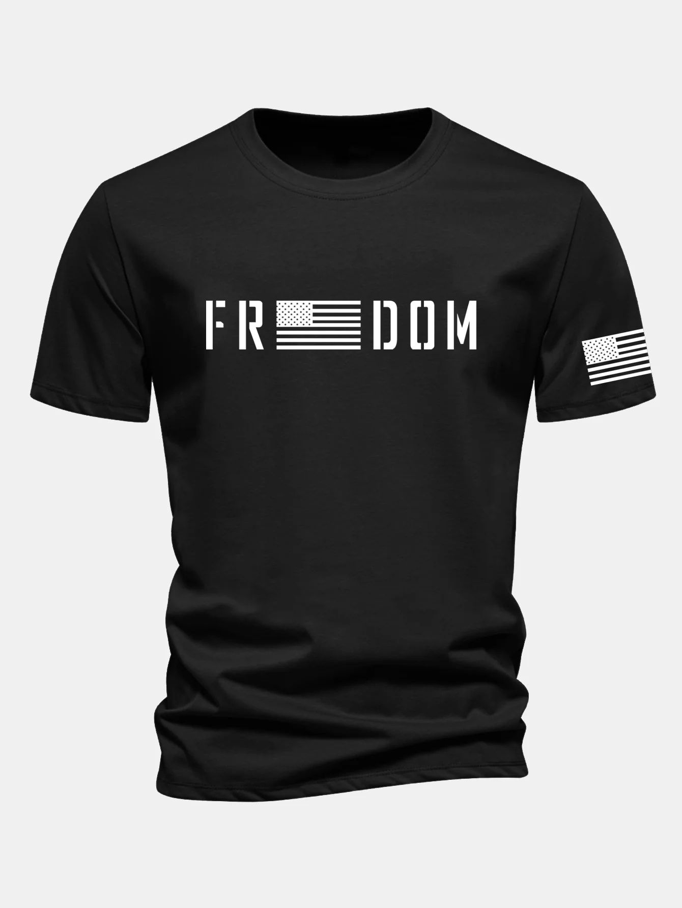Regular Fit T-Shirt aus Baumwolle mit amerikanischer Flagge und Freedom-Print - Image 3