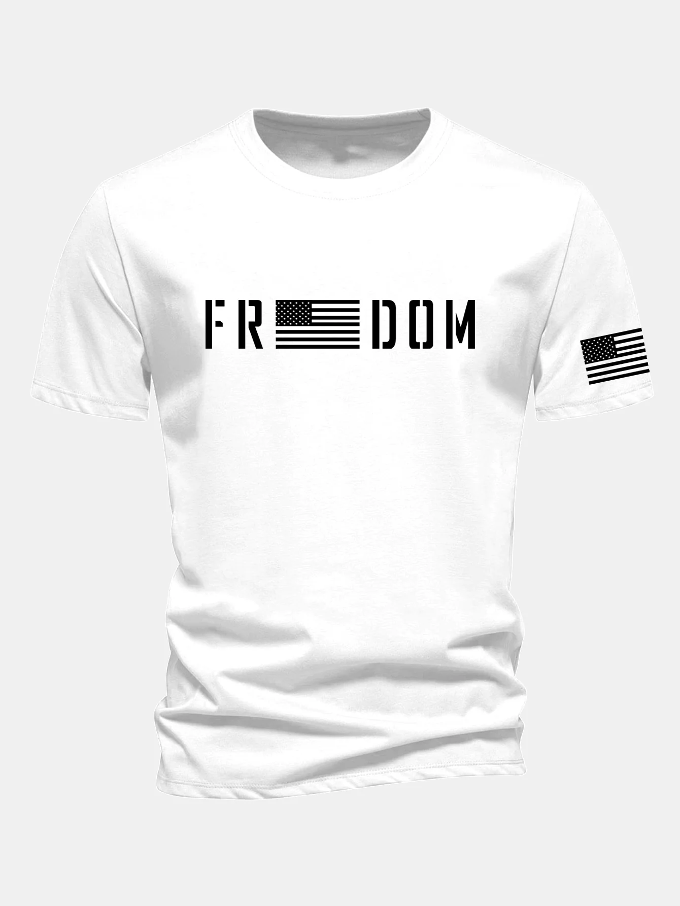 Regular Fit T-Shirt aus Baumwolle mit amerikanischer Flagge und Freedom-Print - Image 5